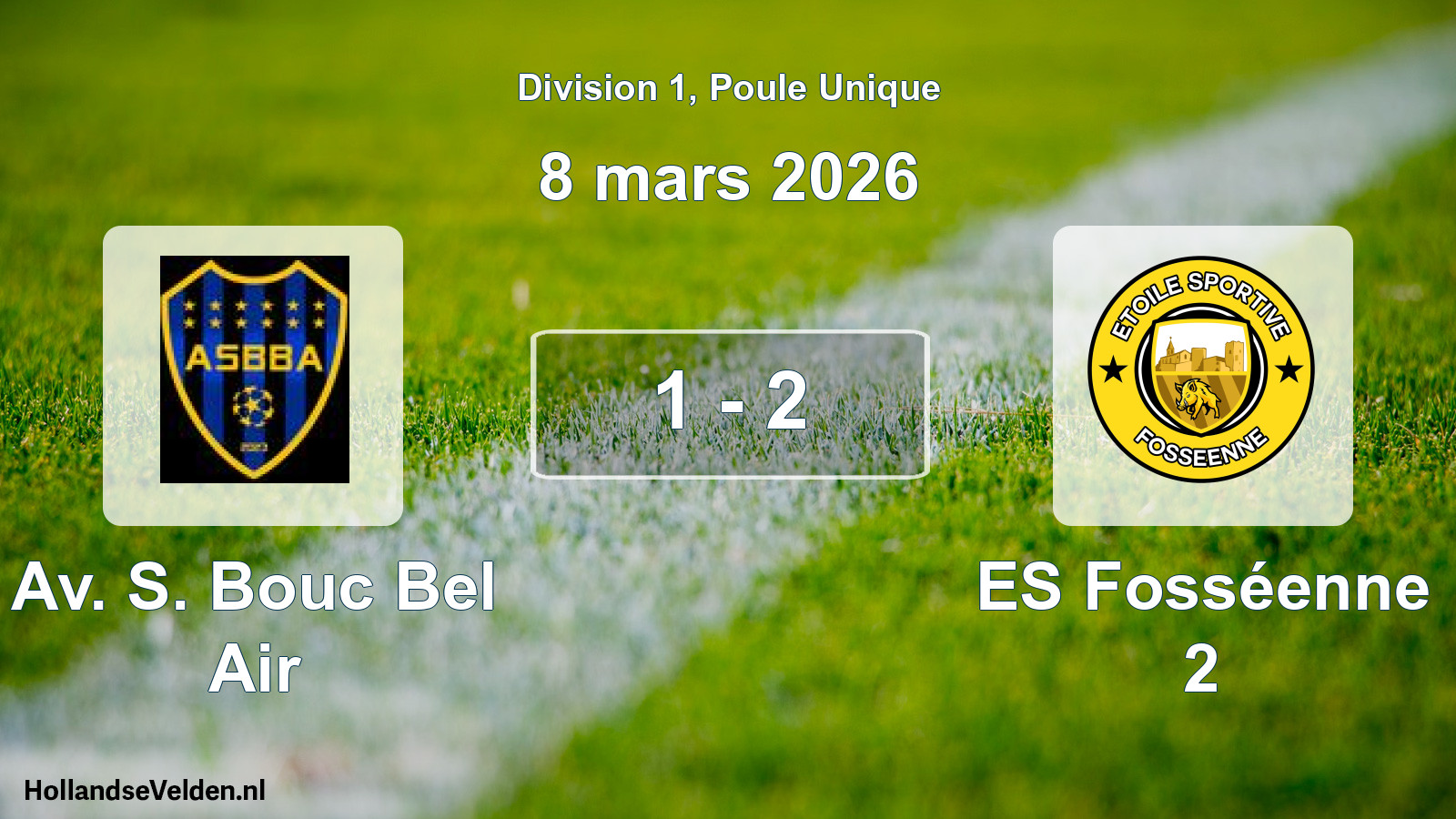 Match joué: Av. S. Bouc Bel Air - ES Fosséenne 2 1 - 2 (8 mars 2026)
