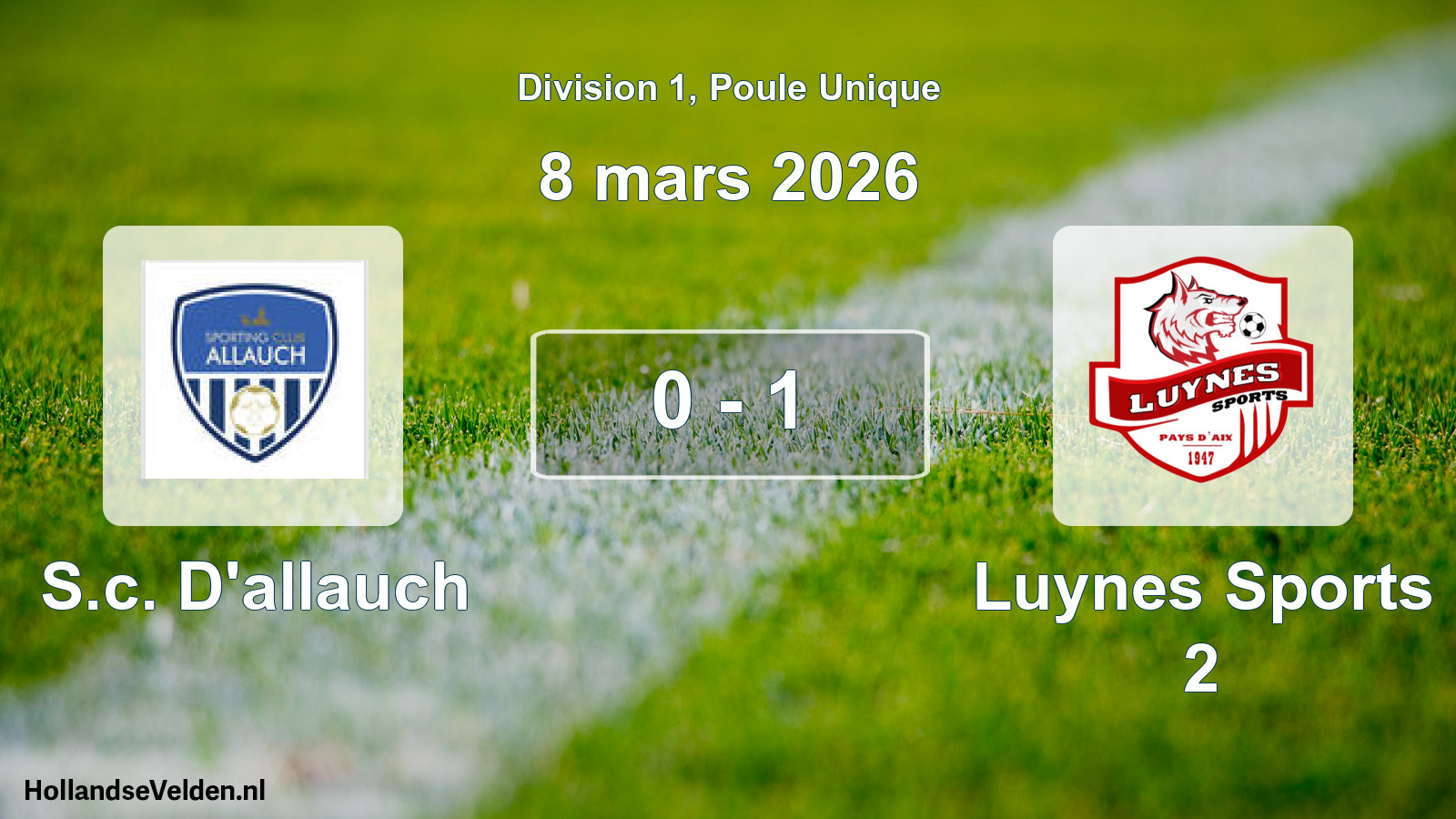Match joué: S.c. D'allauch - Luynes Sports 2 0 - 1 (8 mars 2026)