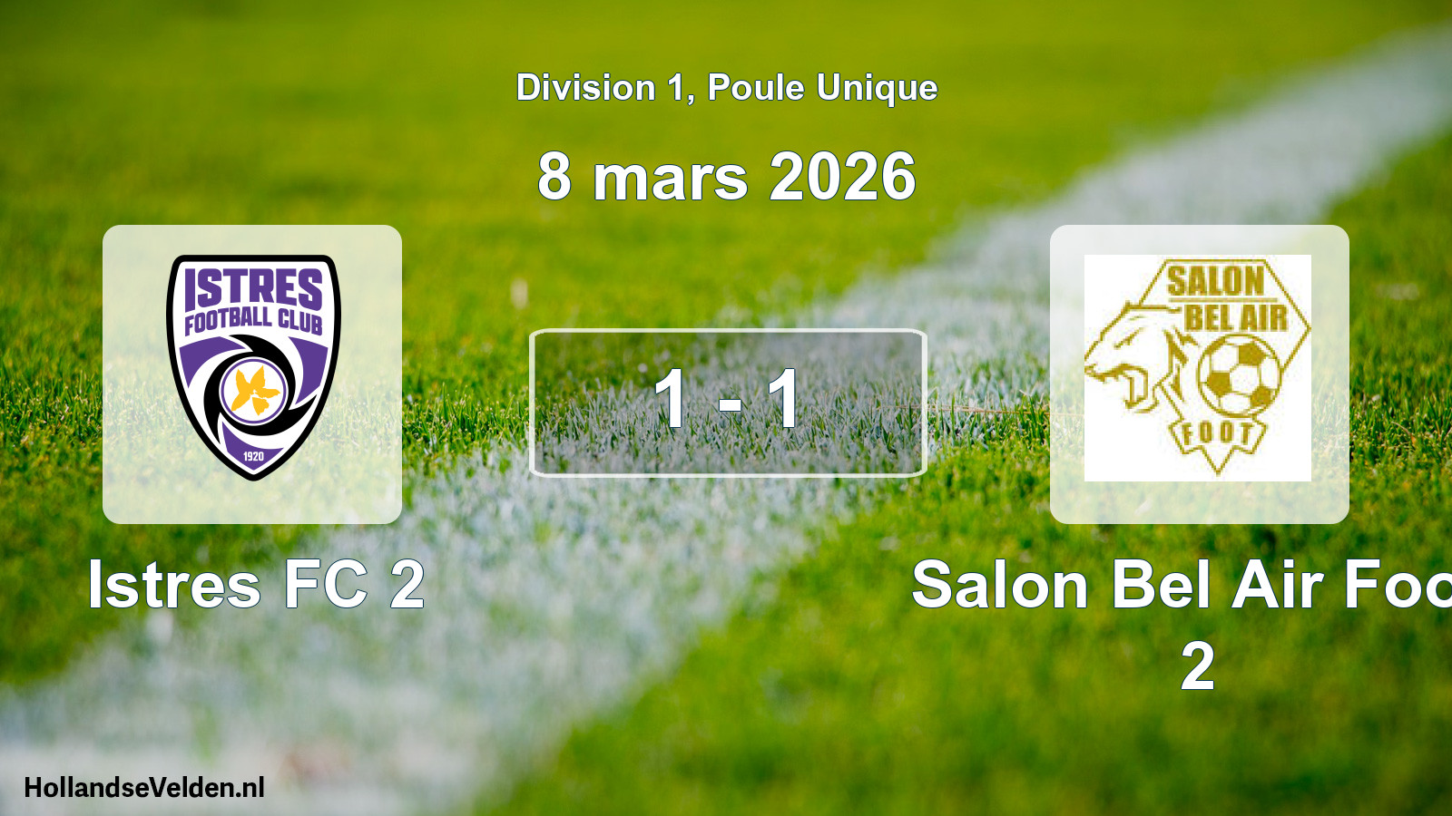Match joué: Istres FC 2 - Salon Bel Air Foot 2 1 - 1 (8 mars 2026)