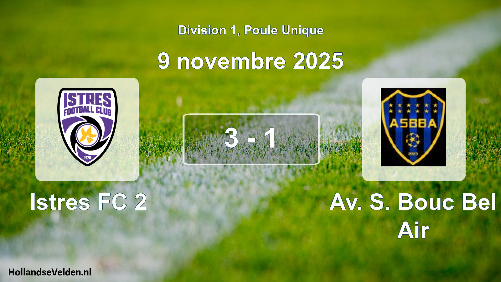 Total number of matches played: Istres FC 2 - Av. S. Bouc Bel Air 3 - 1 (9 November 2025)