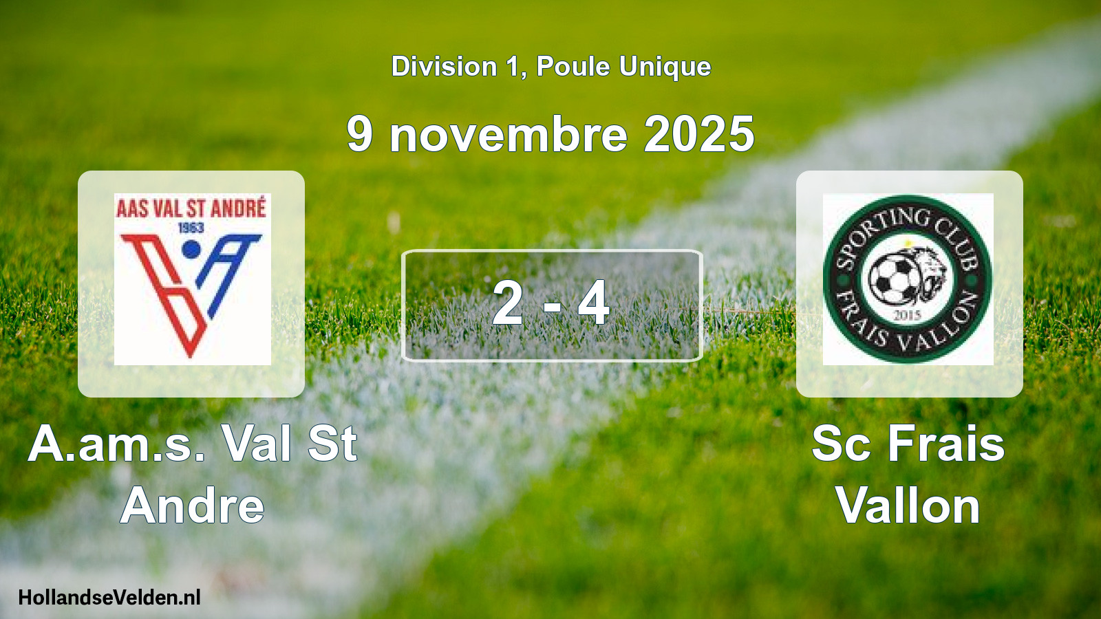 Match joué: A.am.s. Val St Andre - Sc Frais Vallon 2 - 4 (9 novembre 2025)