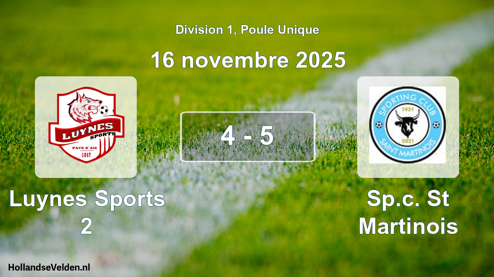 Total number of matches played: Luynes Sports 2 - Sp.c. St Martinois 4 - 5 (16 November 2025)