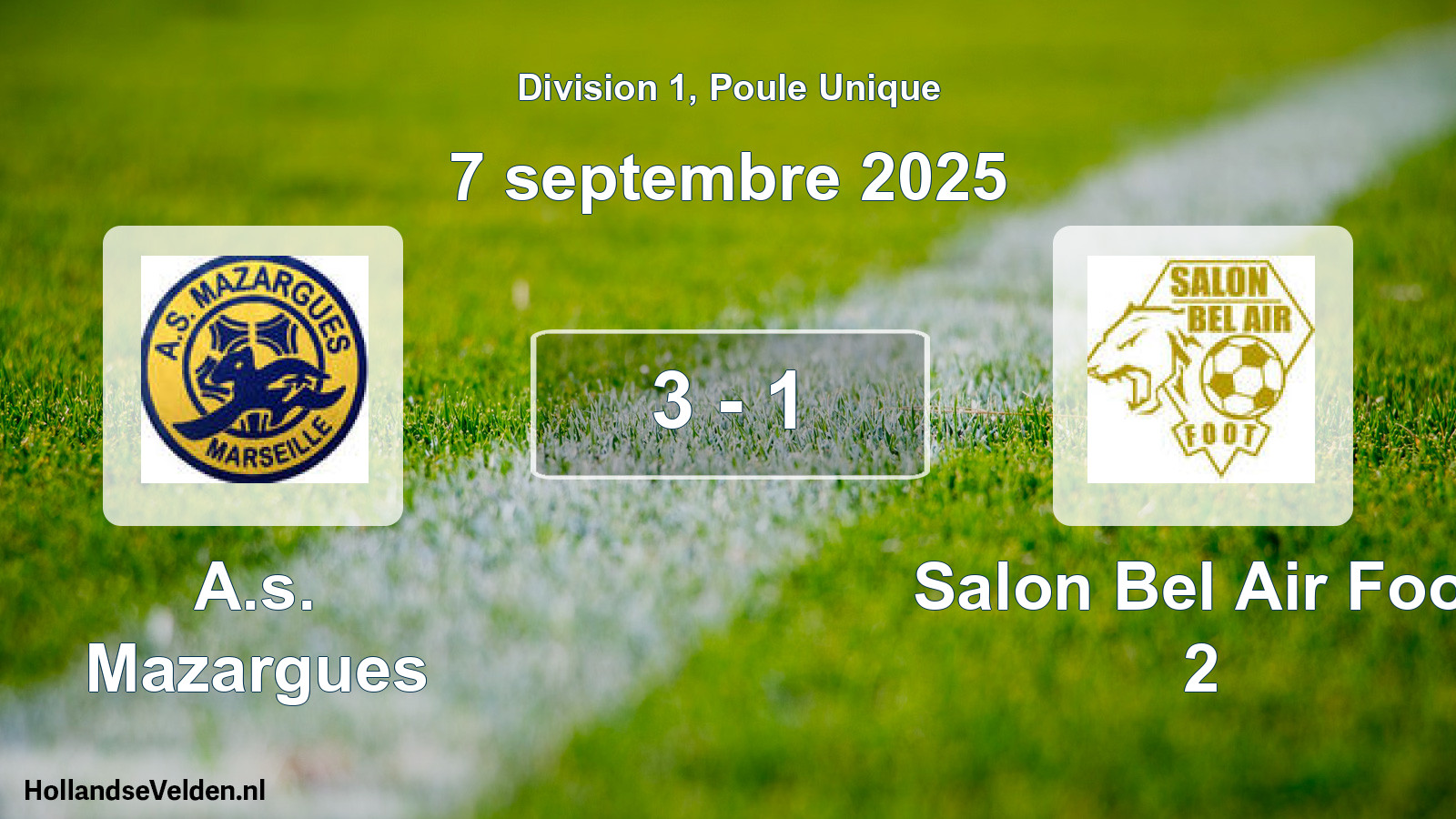 Match joué: A.s. Mazargues - Salon Bel Air Foot 2 3 - 1 (7 septembre 2025)