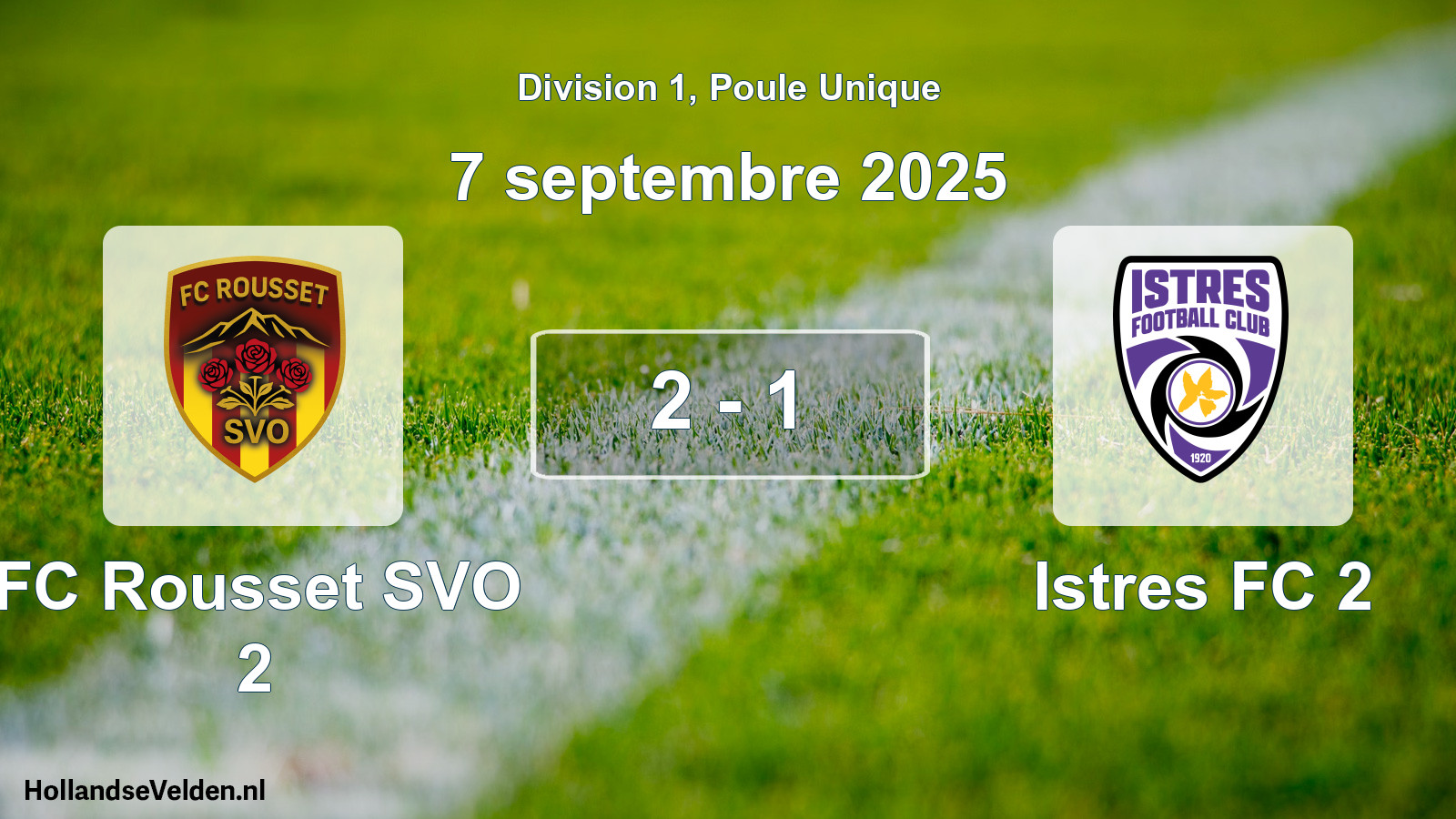 Match joué: FC Rousset SVO 2 - Istres FC 2 2 - 1 (7 septembre 2025)