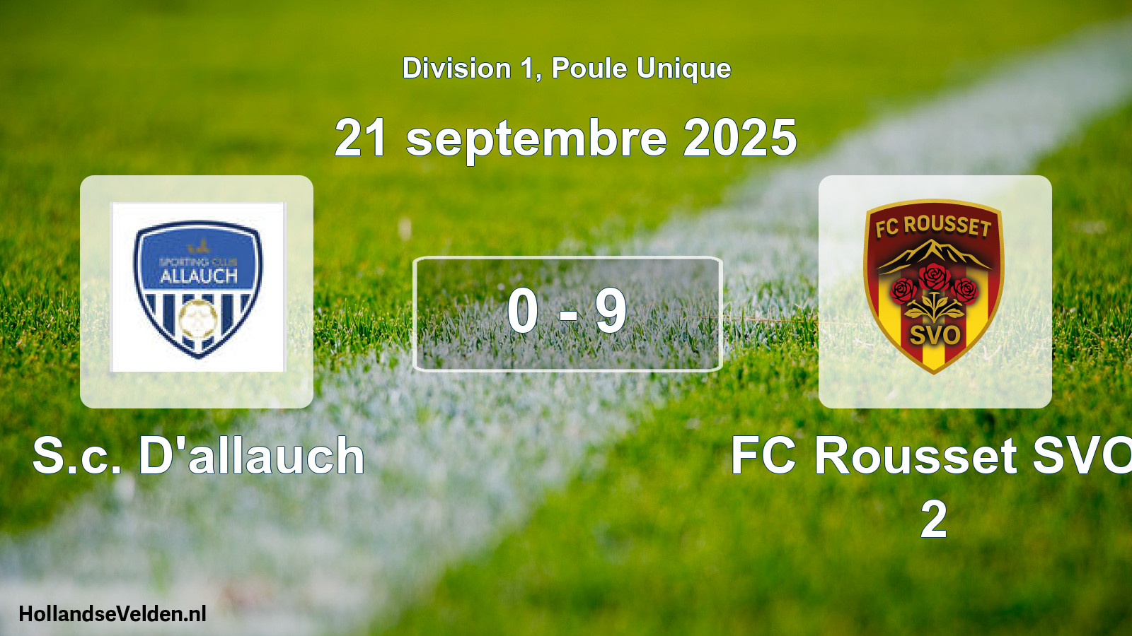 Total number of matches played: S.c. D'allauch - FC Rousset SVO 2 0 - 9 (21 September 2025)