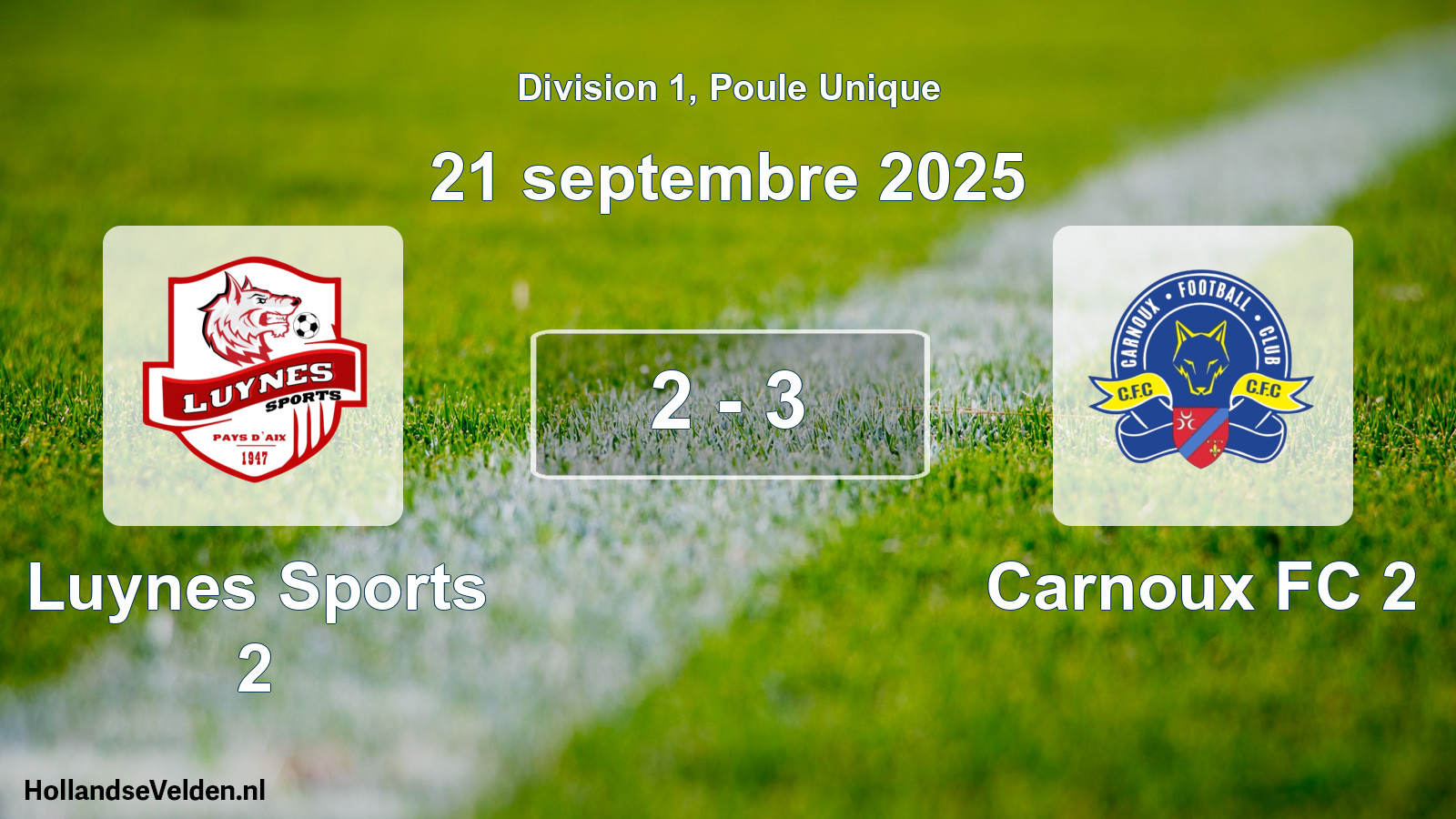 Match joué: Luynes Sports 2 - Carnoux FC 2 2 - 3 (21 septembre 2025)