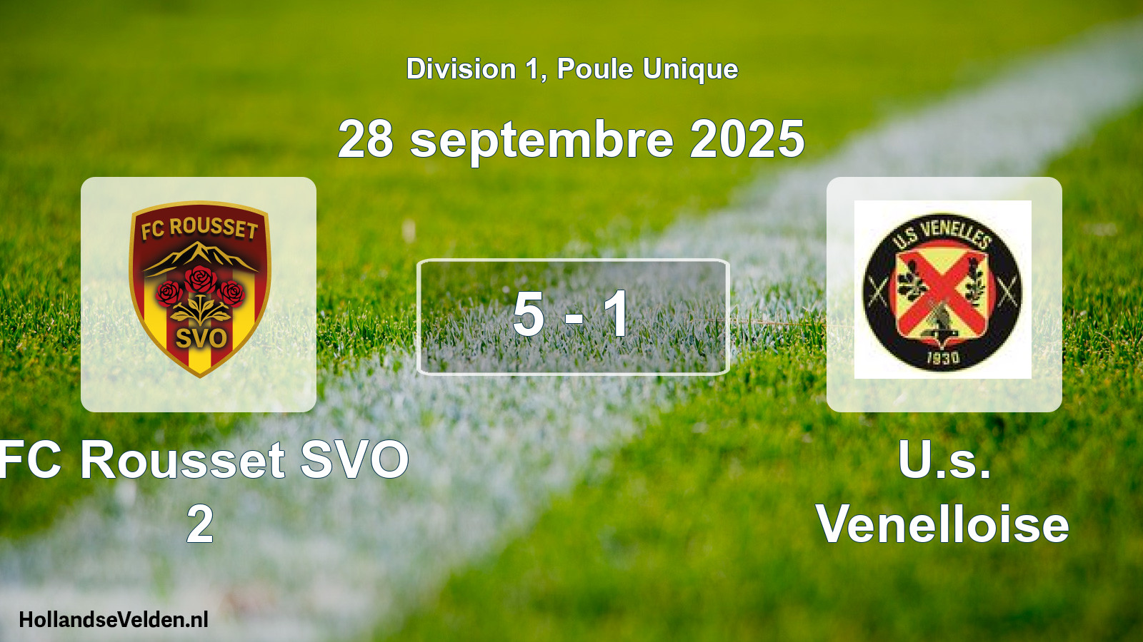Total number of matches played: FC Rousset SVO 2 - U.s. Venelloise 5 - 1 (28 September 2025)