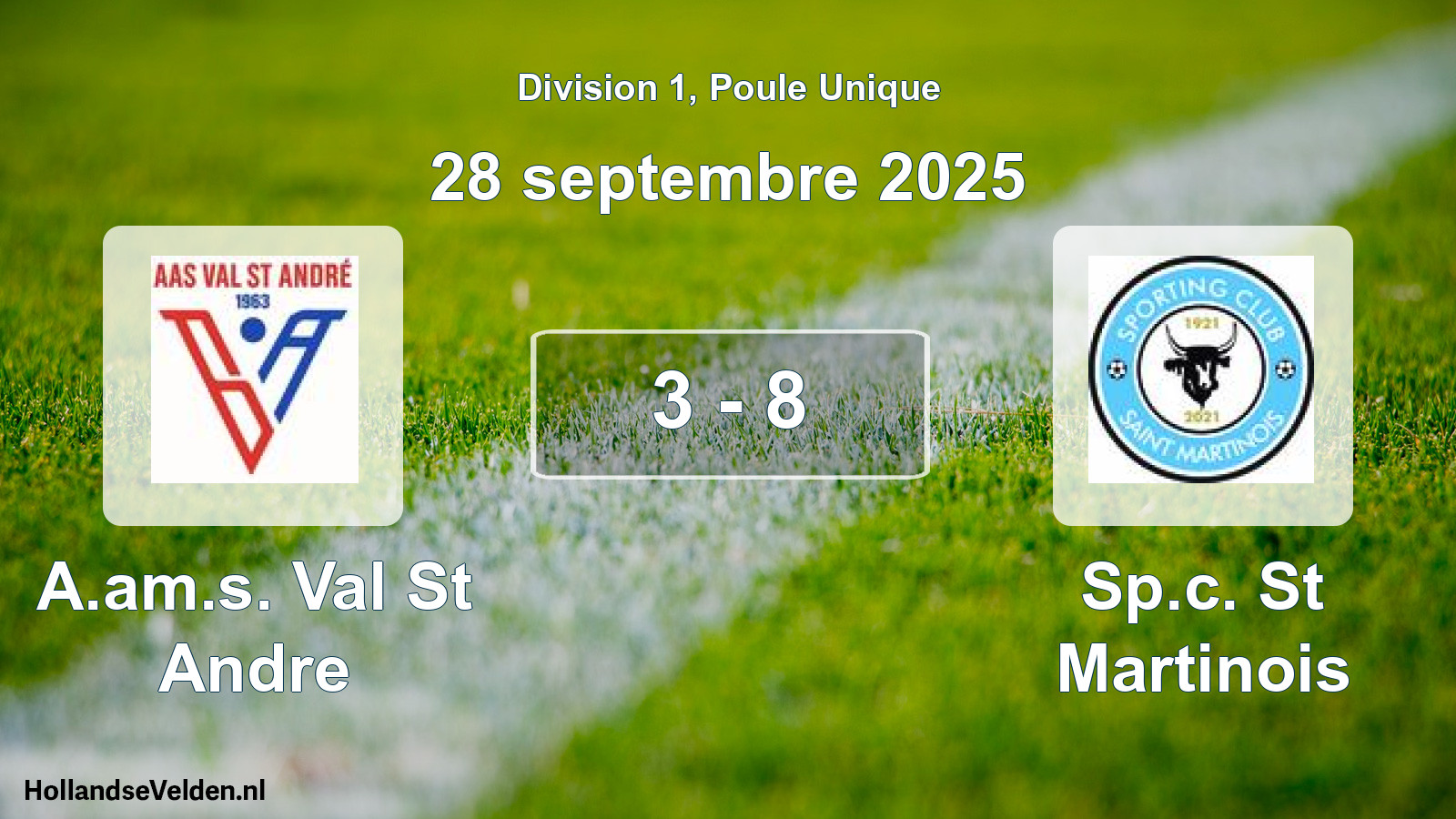 Match joué: A.am.s. Val St Andre - Sp.c. St Martinois 3 - 8 (28 septembre 2025)