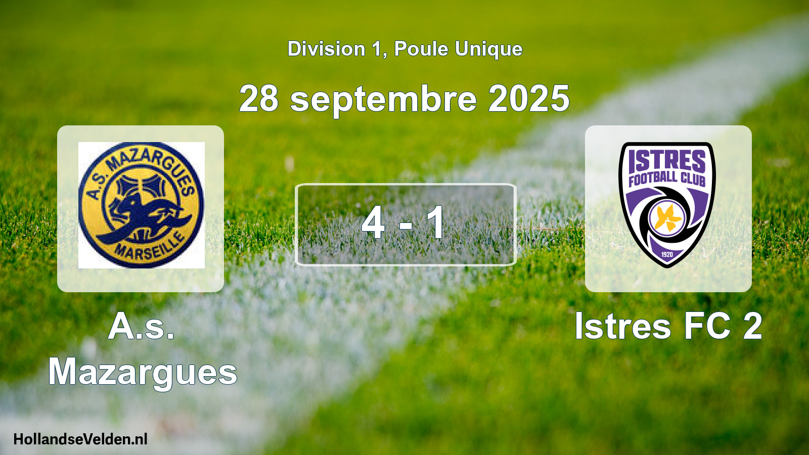 Match joué: A.s. Mazargues - Istres FC 2 4 - 1 (28 septembre 2025)