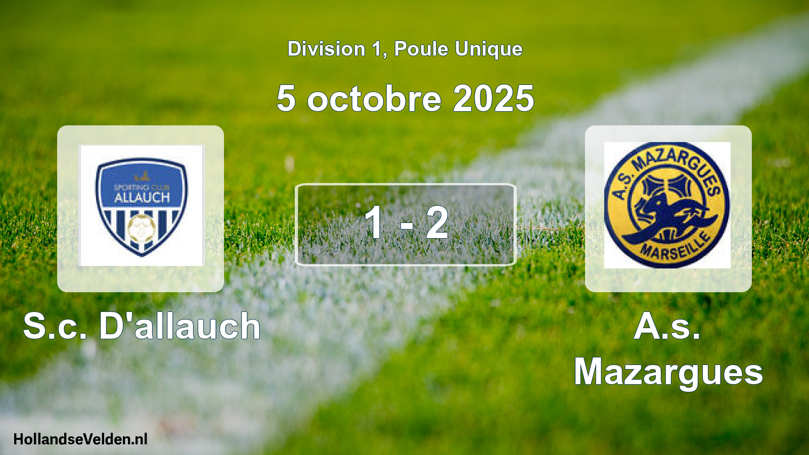 Match joué: S.c. D'allauch - A.s. Mazargues 1 - 2 (5 octobre 2025)