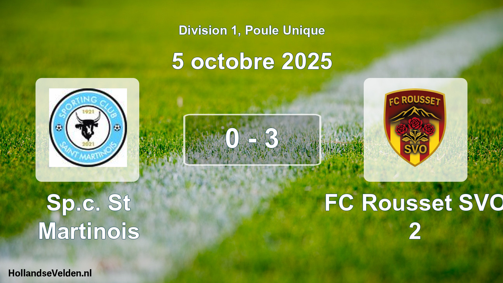 Match joué: Sp.c. St Martinois - FC Rousset SVO 2 0 - 3 (5 octobre 2025)