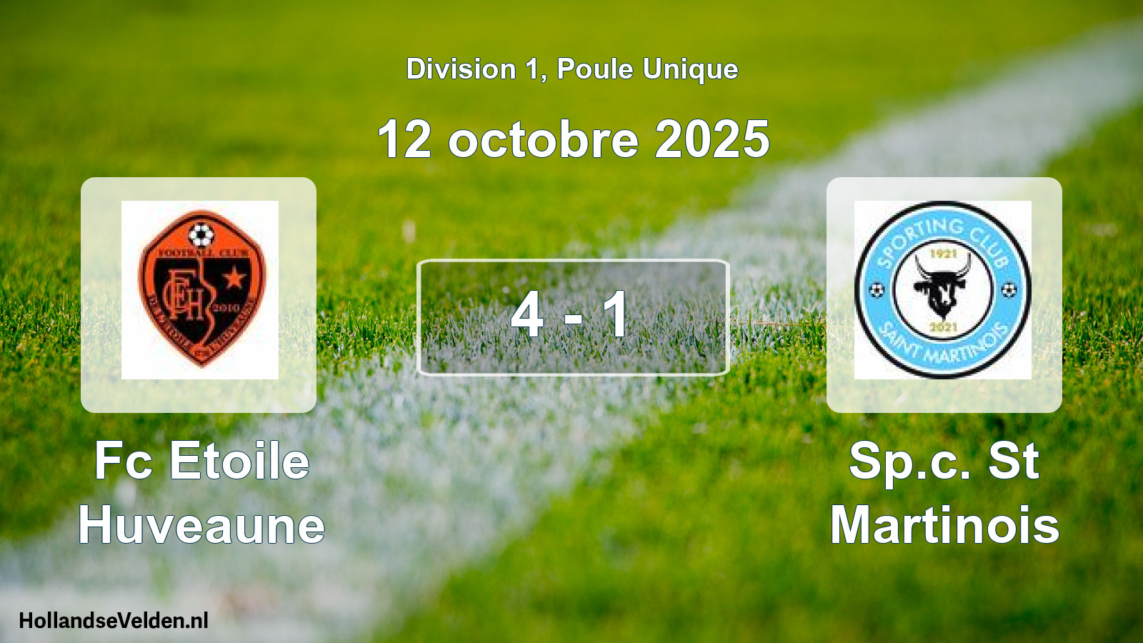 Total number of matches played: Fc Etoile Huveaune - Sp.c. St Martinois 4 - 1 (12 October 2025)