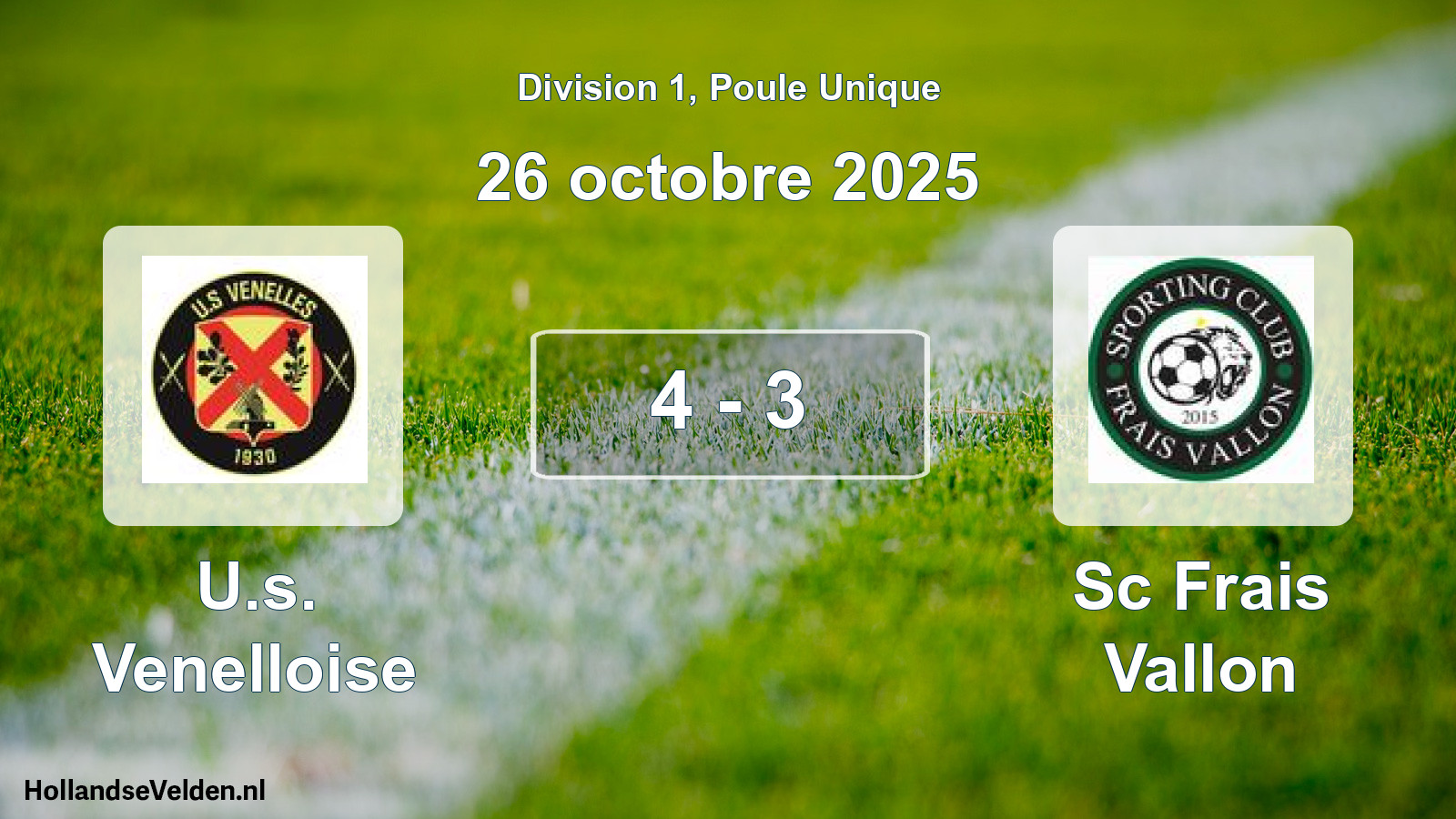 Match joué: U.s. Venelloise - Sc Frais Vallon 4 - 3 (26 octobre 2025)