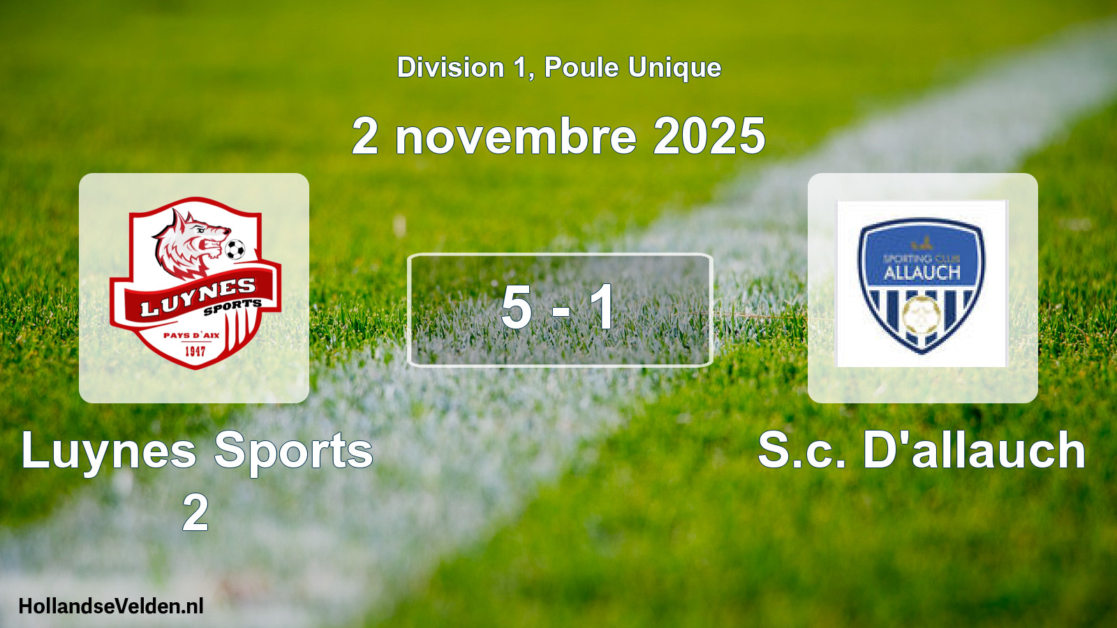 Match joué: Luynes Sports 2 - S.c. D'allauch 5 - 1 (2 novembre 2025)