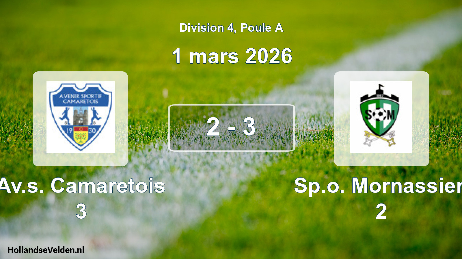 Total number of matches played: Av.s. Camaretois 3 - Sp.o. Mornassien 2 2 - 3 (1 March 2026)