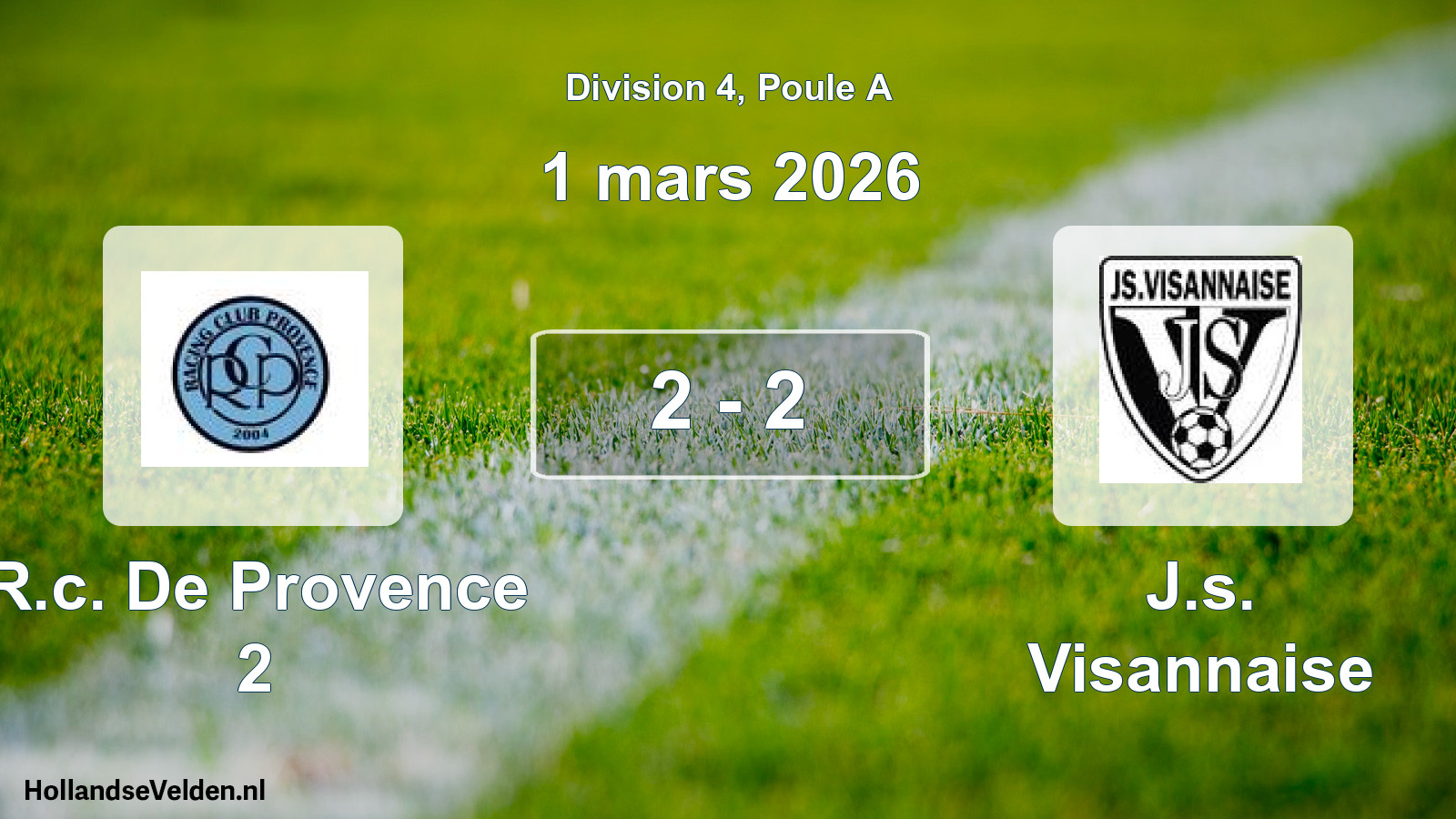 Match joué: R.c. De Provence 2 - J.s. Visannaise 2 - 2 (1 mars 2026)