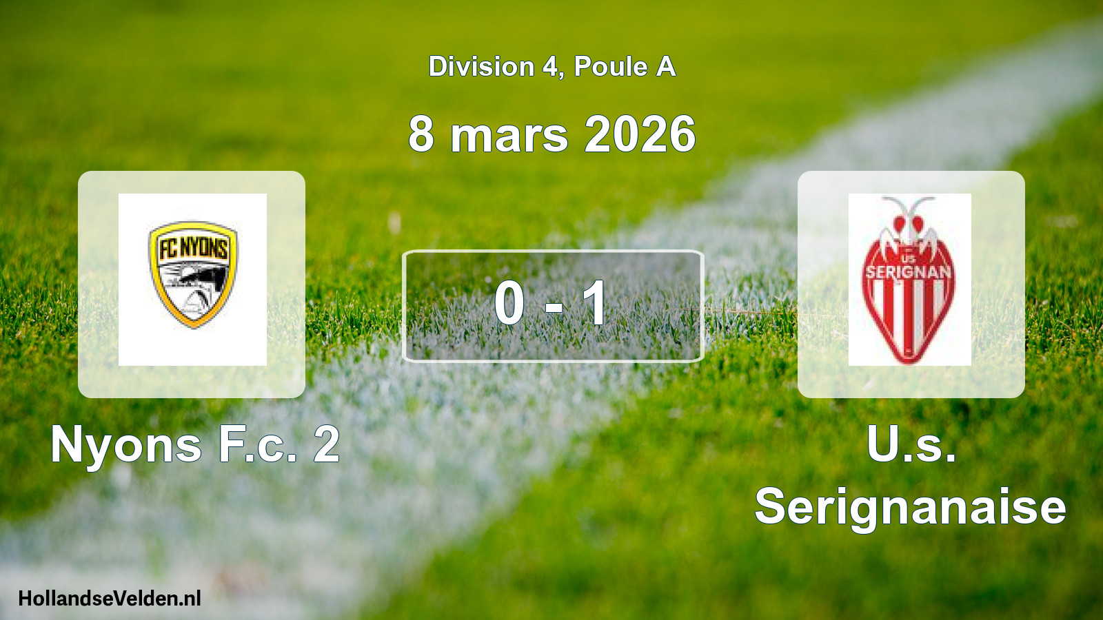 Total number of matches played: Nyons F.c. 2 - U.s. Serignanaise 0 - 1 (8 March 2026)