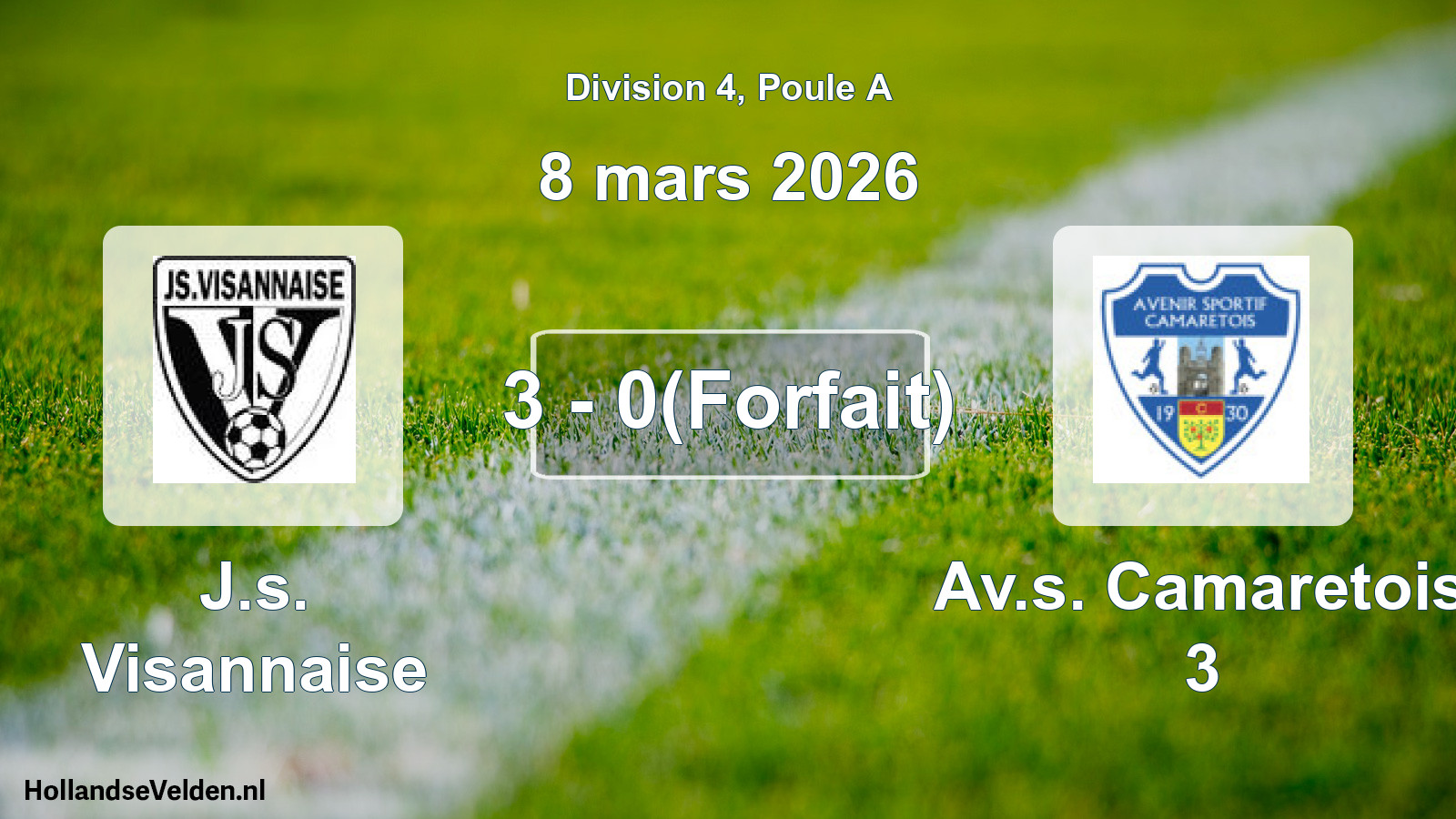 Total number of matches played: J.s. Visannaise - Av.s. Camaretois 3 3 - 0(Forfait) (8 March 2026)