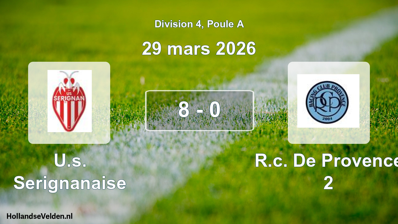 Match joué: U.s. Serignanaise - R.c. De Provence 2 8 - 0 (29 mars 2026)
