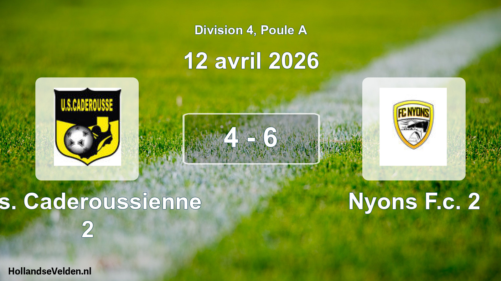 Gespeelde wedstrijd: U.s. Caderoussienne 2 - Nyons F.c. 2 4 - 6 (12 april 2026)