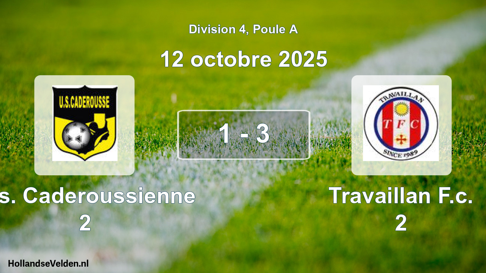 Total number of matches played: U.s. Caderoussienne 2 - Travaillan F.c. 2 1 - 3 (12 October 2025)
