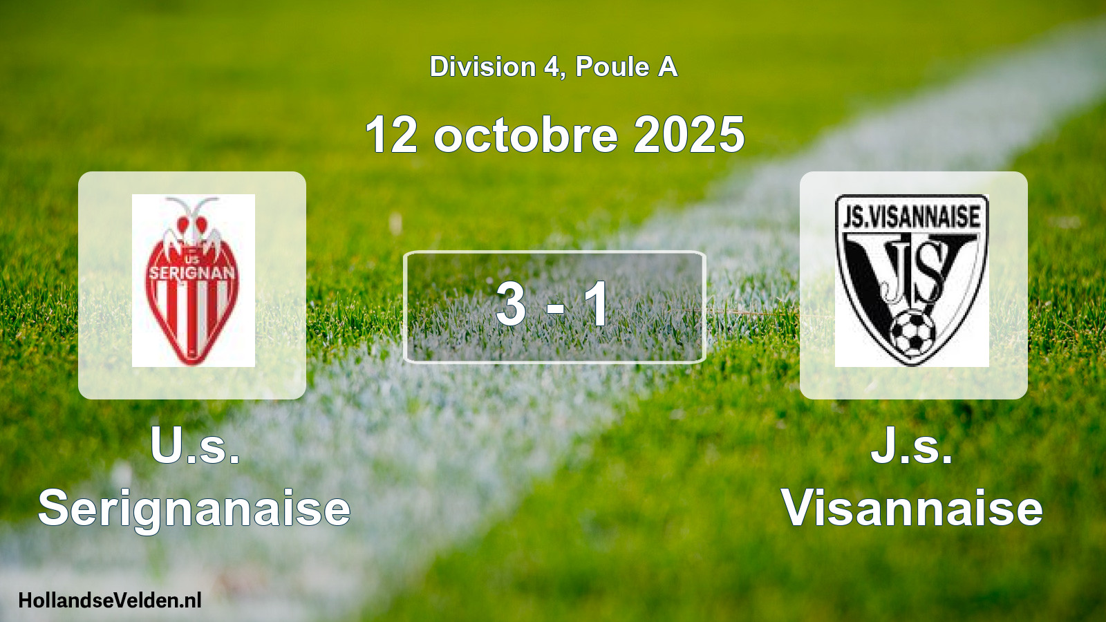 Match joué: U.s. Serignanaise - J.s. Visannaise 3 - 1 (12 octobre 2025)