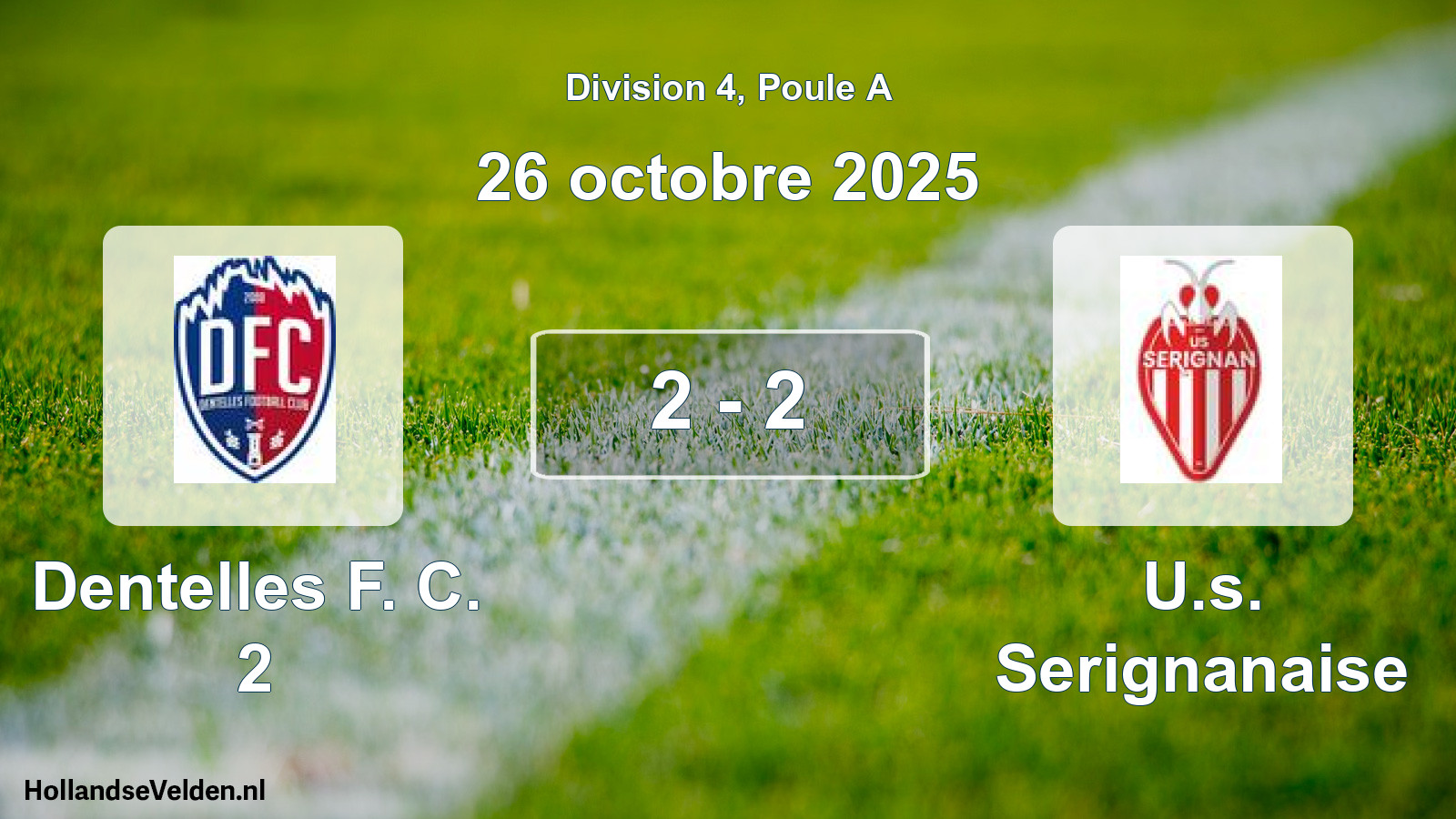 Match joué: Dentelles F. C. 2 - U.s. Serignanaise 2 - 2 (26 octobre 2025)