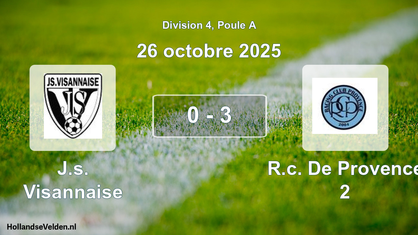 Match joué: J.s. Visannaise - R.c. De Provence 2 0 - 3 (26 octobre 2025)