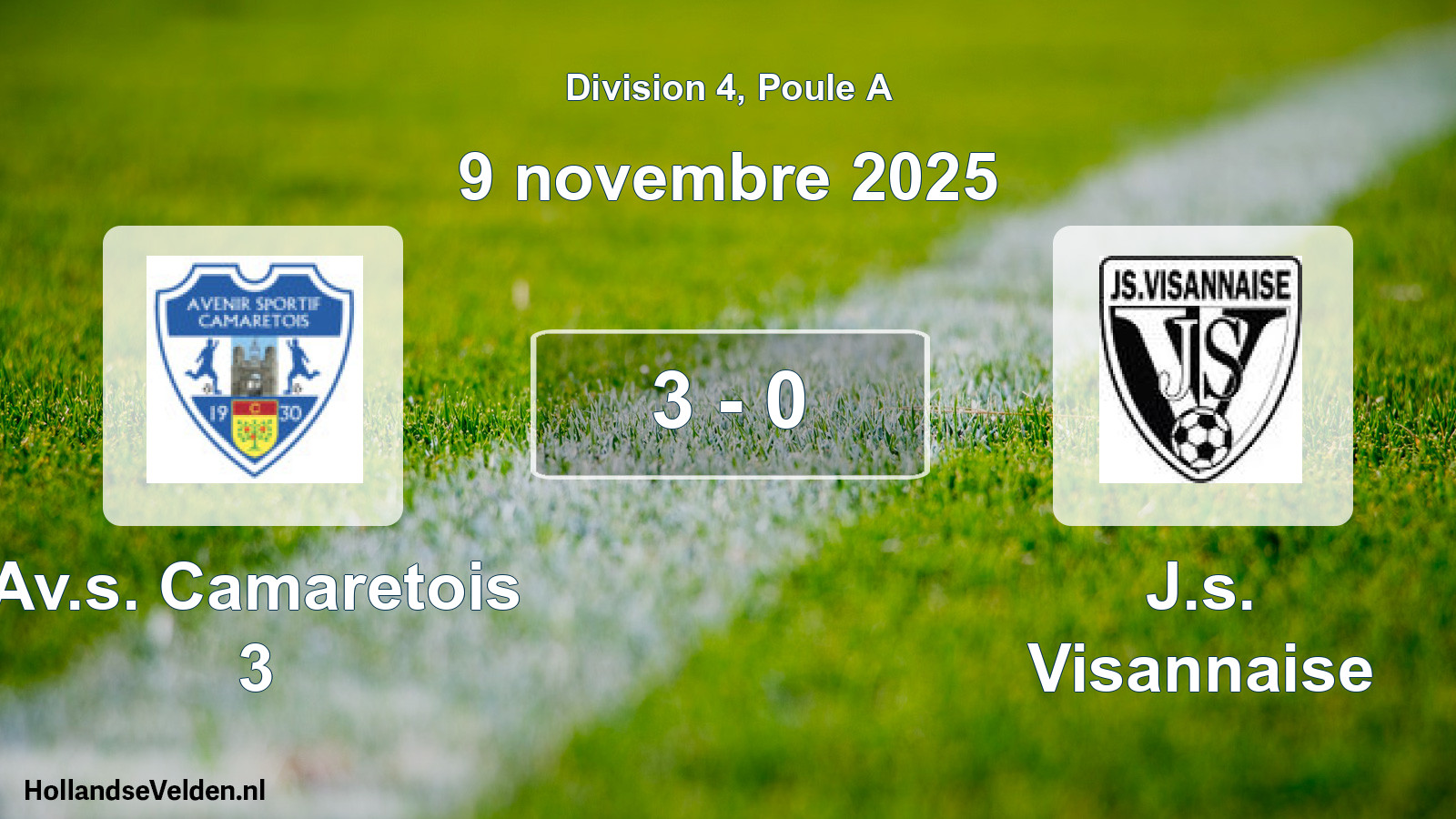 Total number of matches played: Av.s. Camaretois 3 - J.s. Visannaise 3 - 0 (9 November 2025)