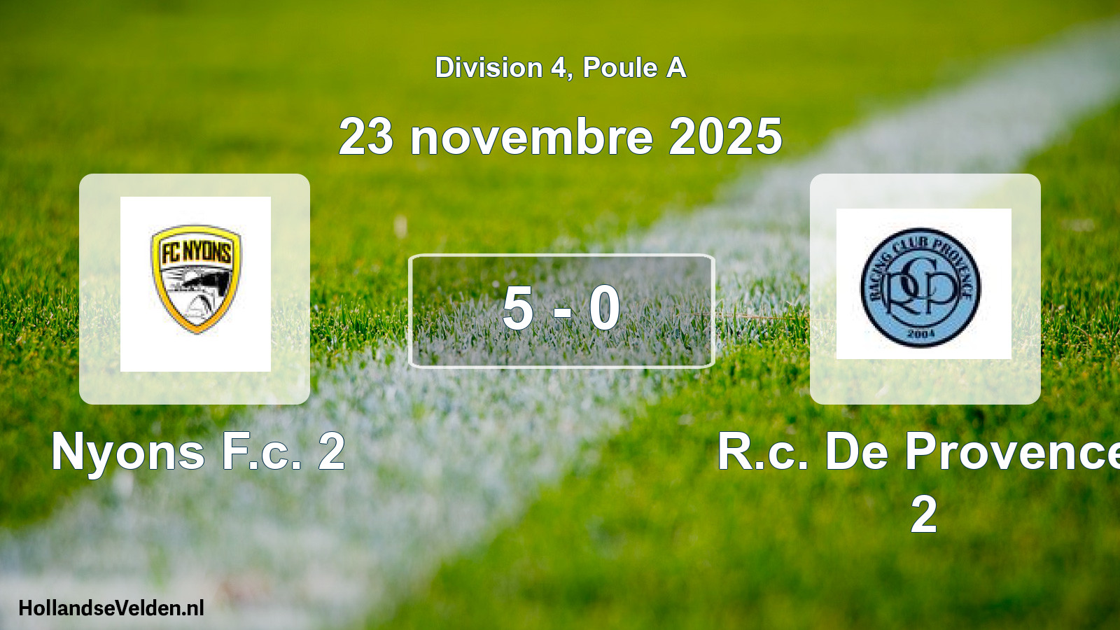 Match joué: Nyons F.c. 2 - R.c. De Provence 2 5 - 0 (23 novembre 2025)