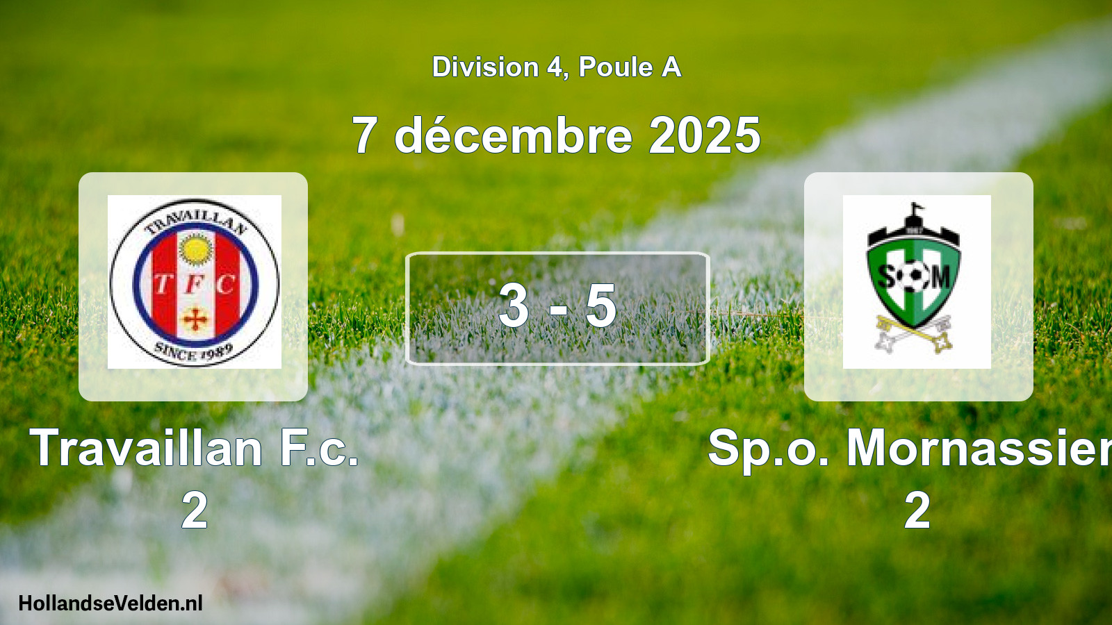 Total number of matches played: Travaillan F.c. 2 - Sp.o. Mornassien 2 3 - 5 (7 December 2025)