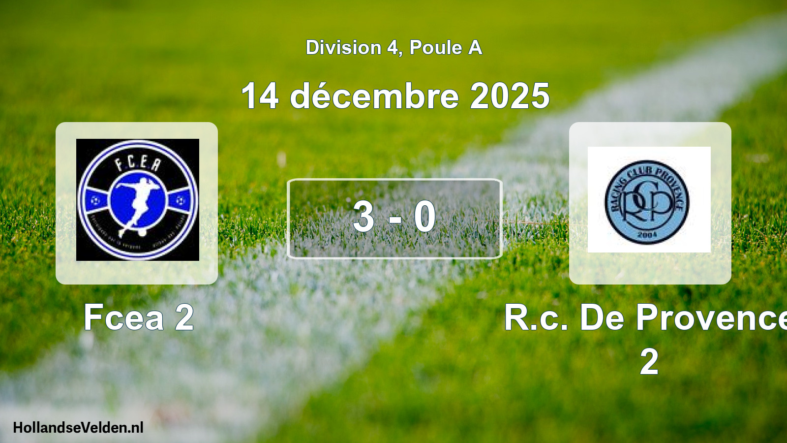 Match joué: Fcea 2 - R.c. De Provence 2 3 - 0 (14 décembre 2025)