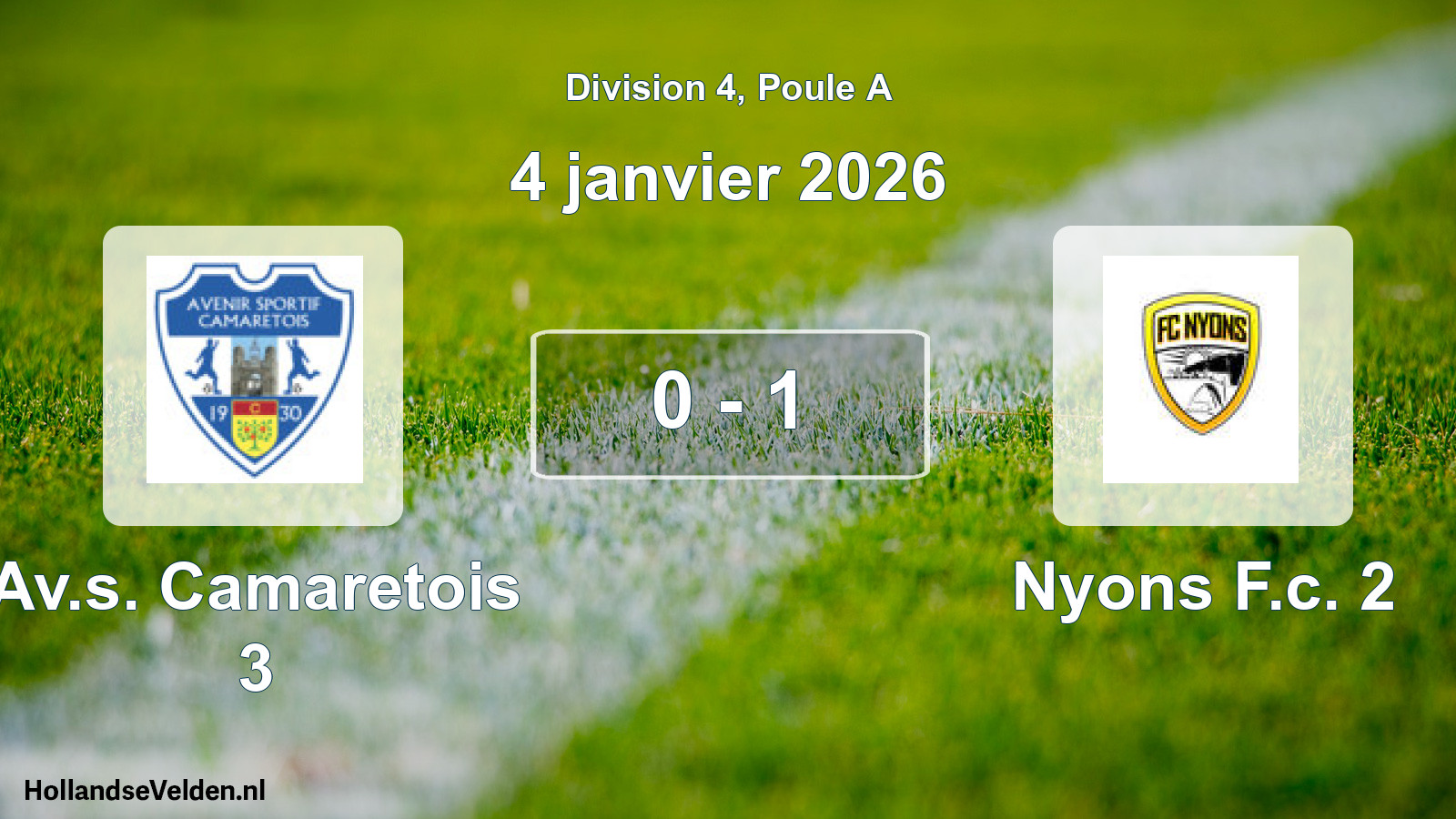 Match joué: Av.s. Camaretois 3 - Nyons F.c. 2 0 - 1 (4 janvier 2026)