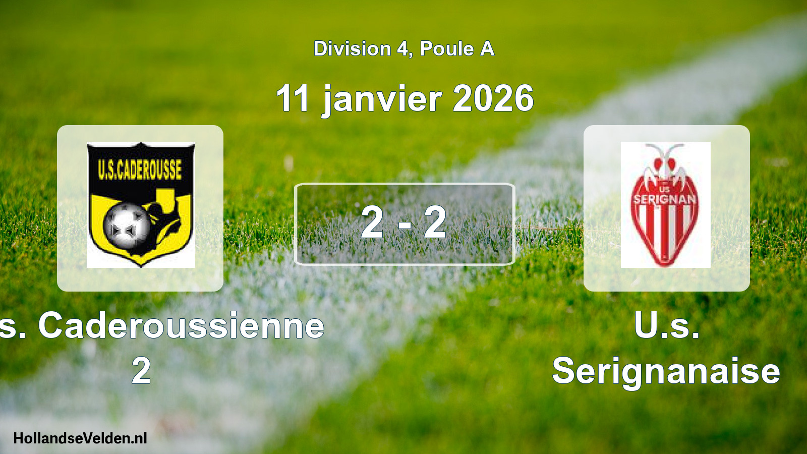 Gespeelde wedstrijd: U.s. Caderoussienne 2 - U.s. Serignanaise 2 - 2 (11 januari 2026)