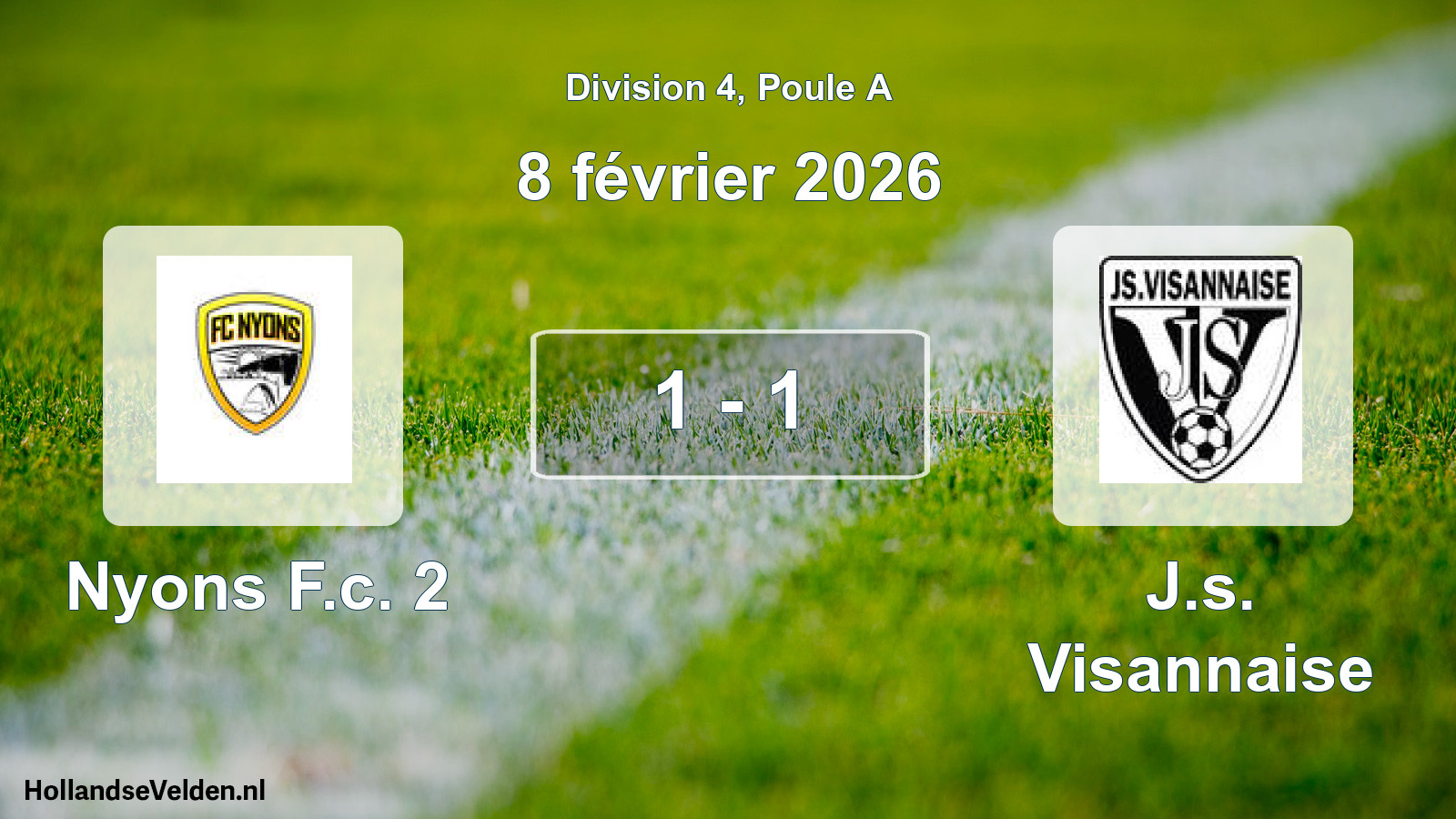 Total number of matches played: Nyons F.c. 2 - J.s. Visannaise 1 - 1 (8 February 2026)