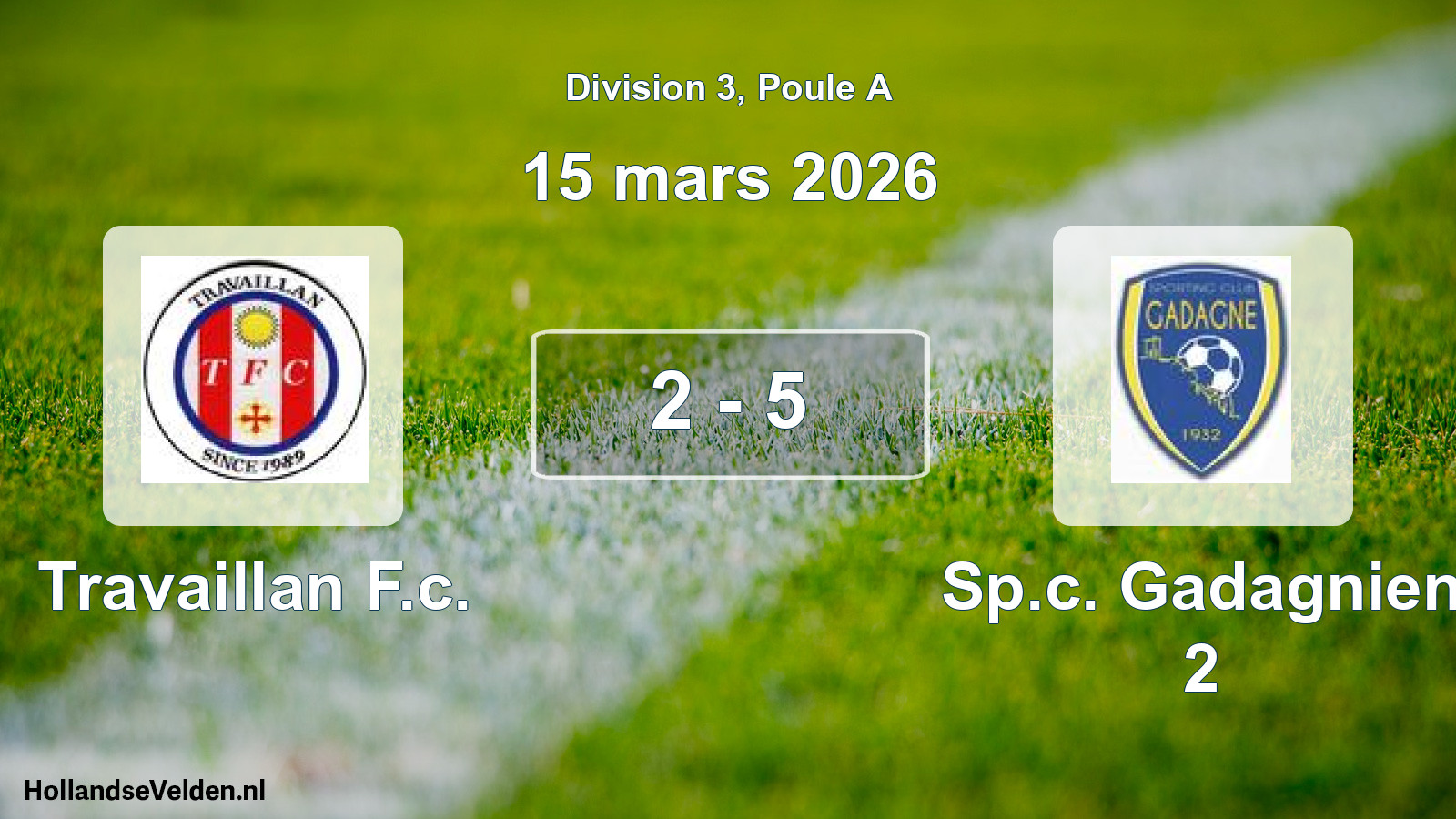 Total number of matches played: Travaillan F.c. - Sp.c. Gadagnien 2 2 - 5 (15 March 2026)