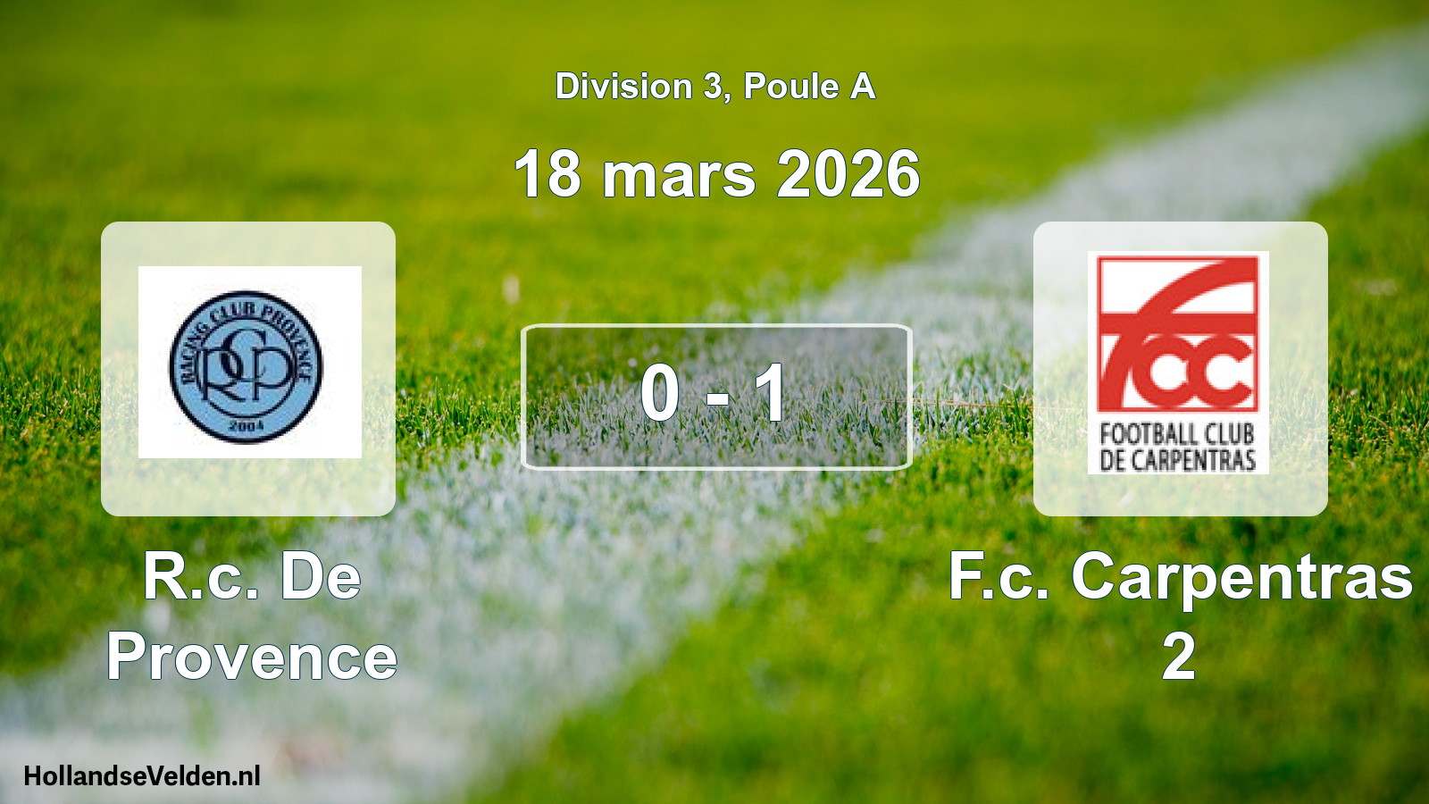 Total number of matches played: R.c. De Provence - F.c. Carpentras 2 0 - 1 (18 March 2026)
