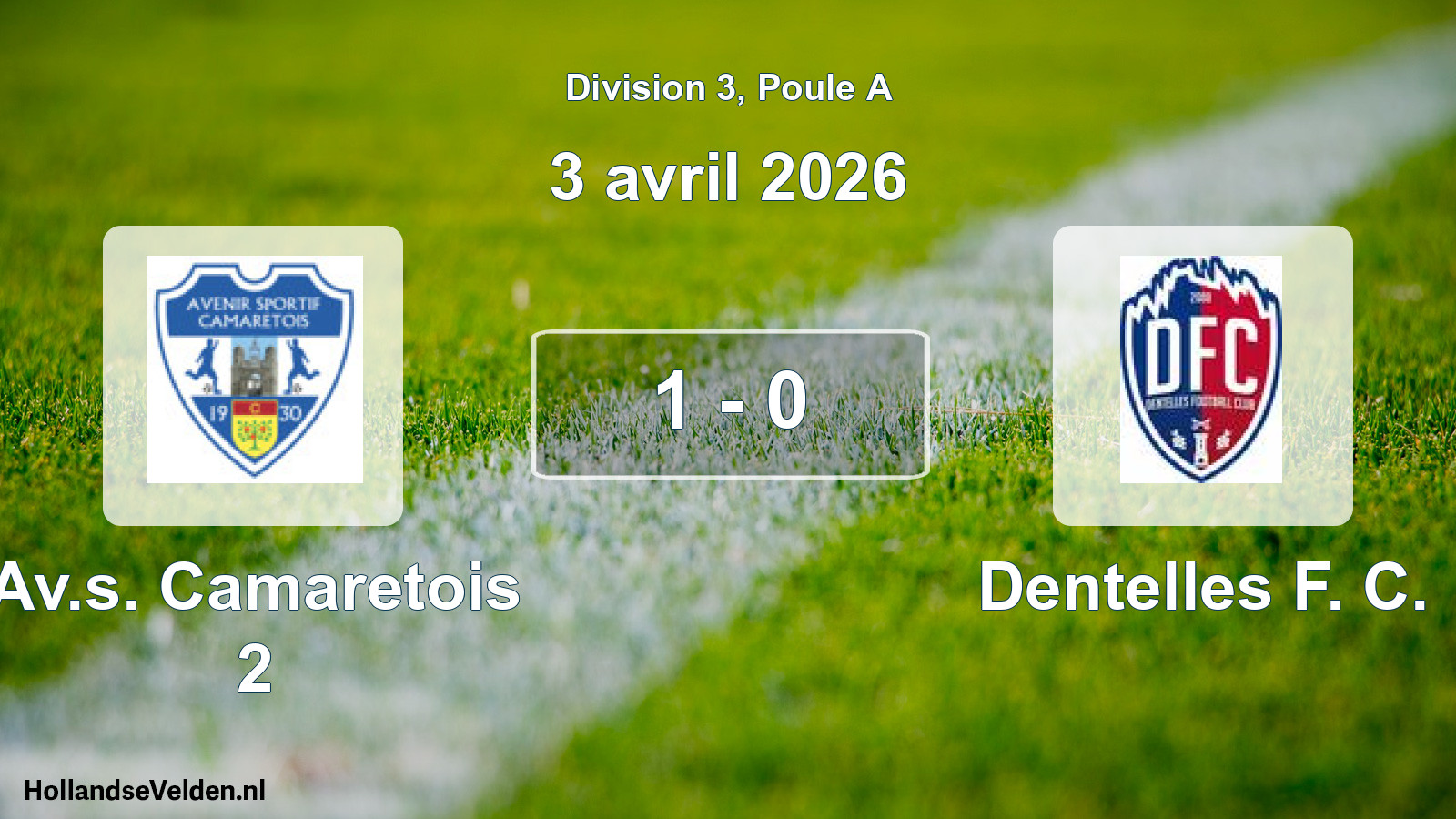 Total number of matches played: Av.s. Camaretois 2 - Dentelles F. C. 1 - 0 (3 April 2026)