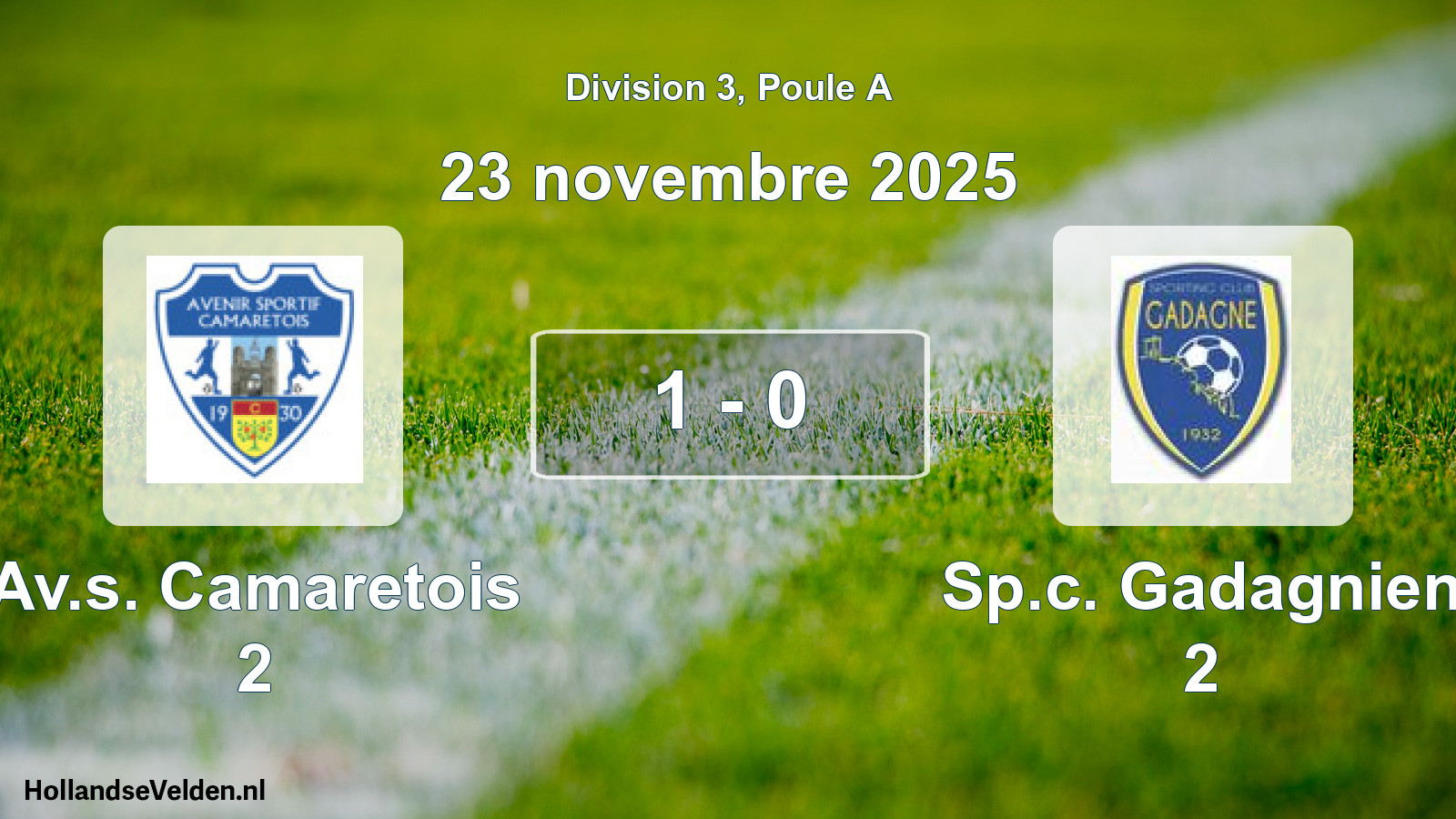 Total number of matches played: Av.s. Camaretois 2 - Sp.c. Gadagnien 2 1 - 0 (23 November 2025)