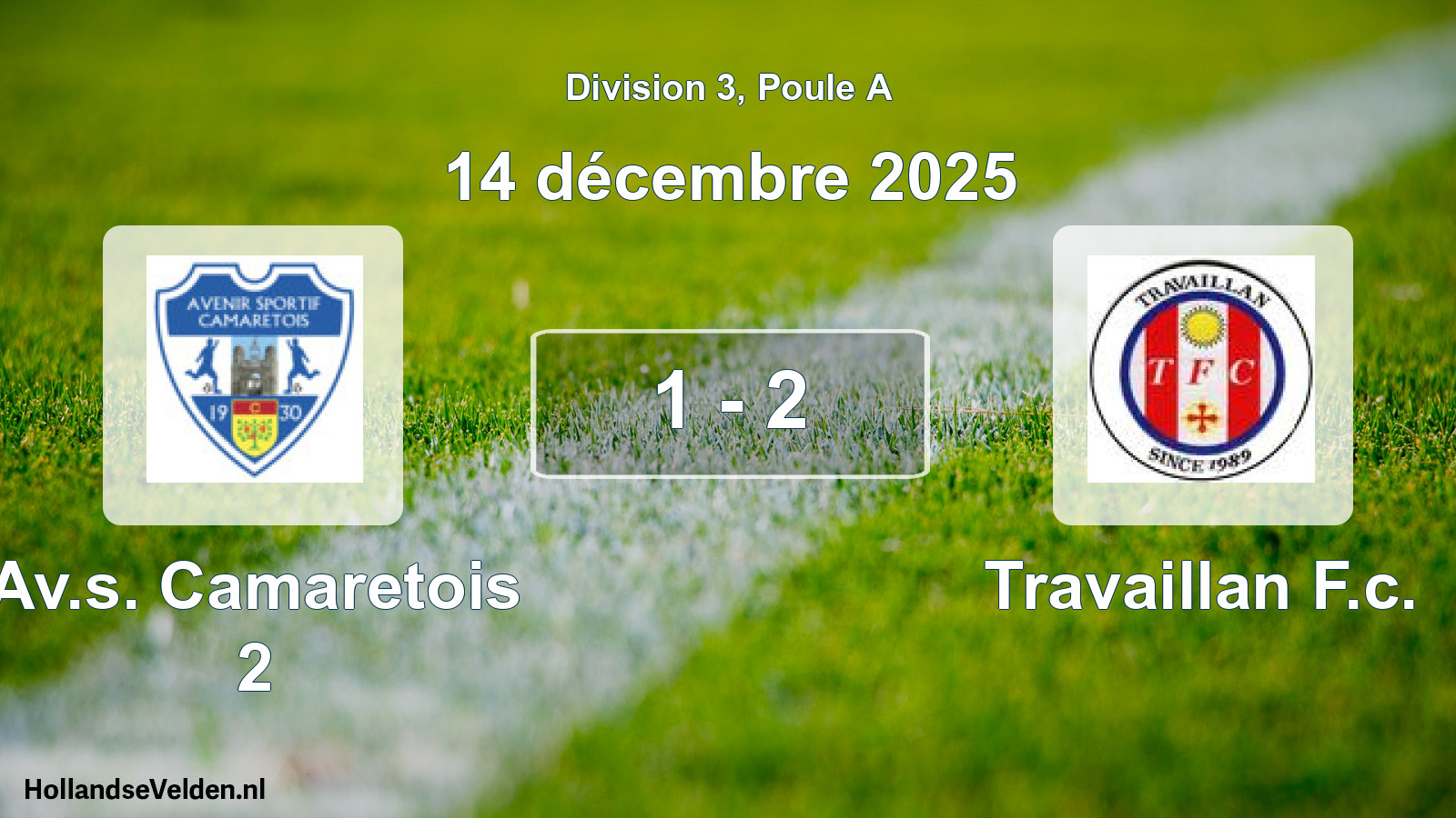Match joué: Av.s. Camaretois 2 - Travaillan F.c. 1 - 2 (14 décembre 2025)