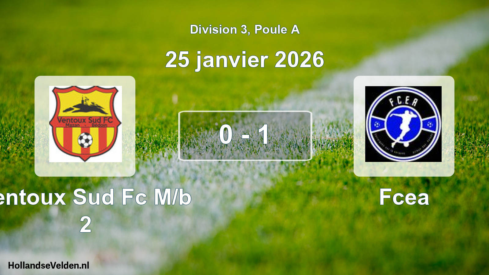 Match joué: Ventoux Sud Fc M/b 2 - Fcea 0 - 1 (25 janvier 2026)