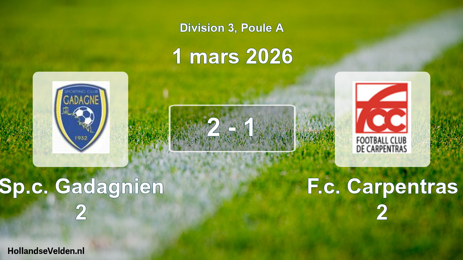 Total number of matches played: Sp.c. Gadagnien 2 - F.c. Carpentras 2 2 - 1 (1 March 2026)