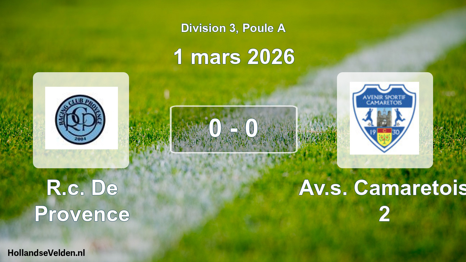 Match joué: R.c. De Provence - Av.s. Camaretois 2 0 - 0 (1 mars 2026)
