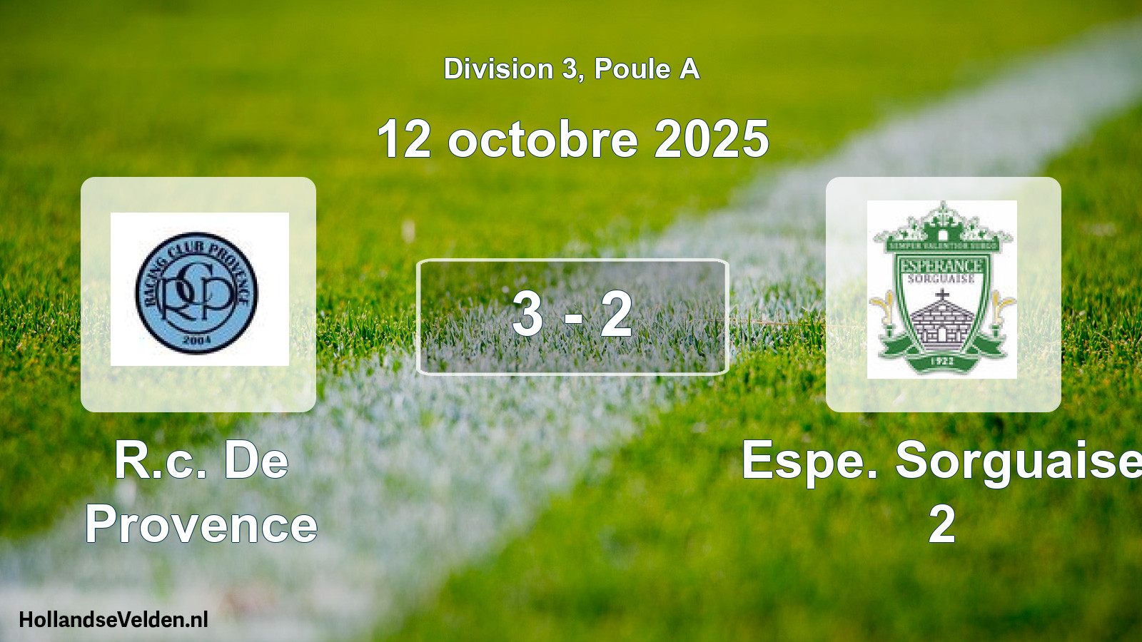 Match joué: R.c. De Provence - Espe. Sorguaise 2 3 - 2 (12 octobre 2025)