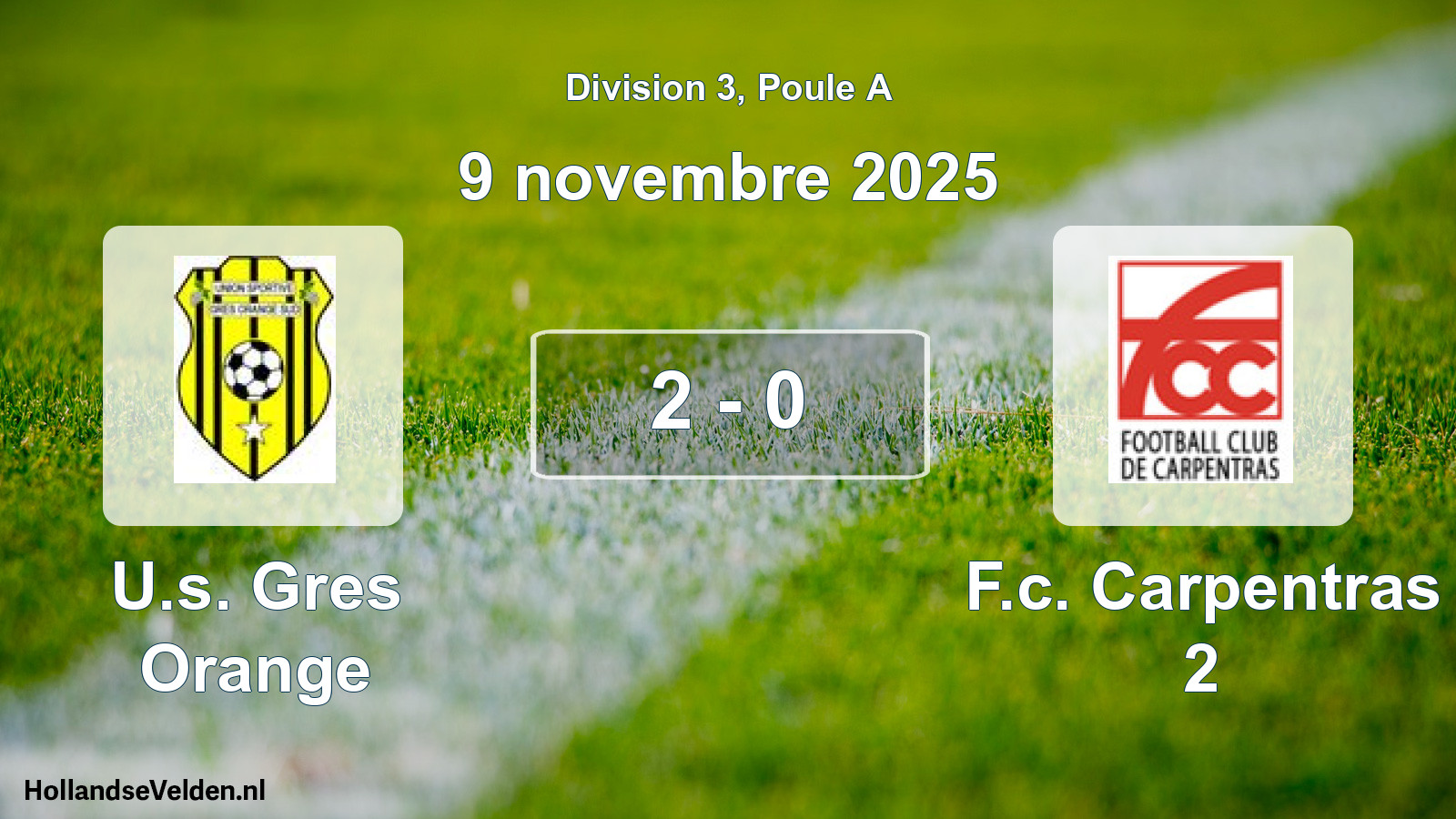Match joué: U.s. Gres Orange - F.c. Carpentras 2 2 - 0 (9 novembre 2025)