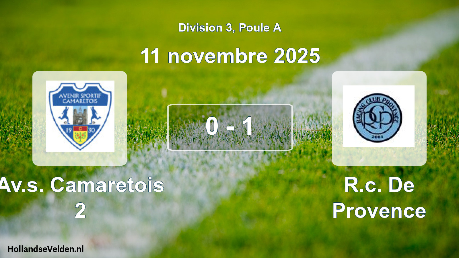 Total number of matches played: Av.s. Camaretois 2 - R.c. De Provence 0 - 1 (11 November 2025)