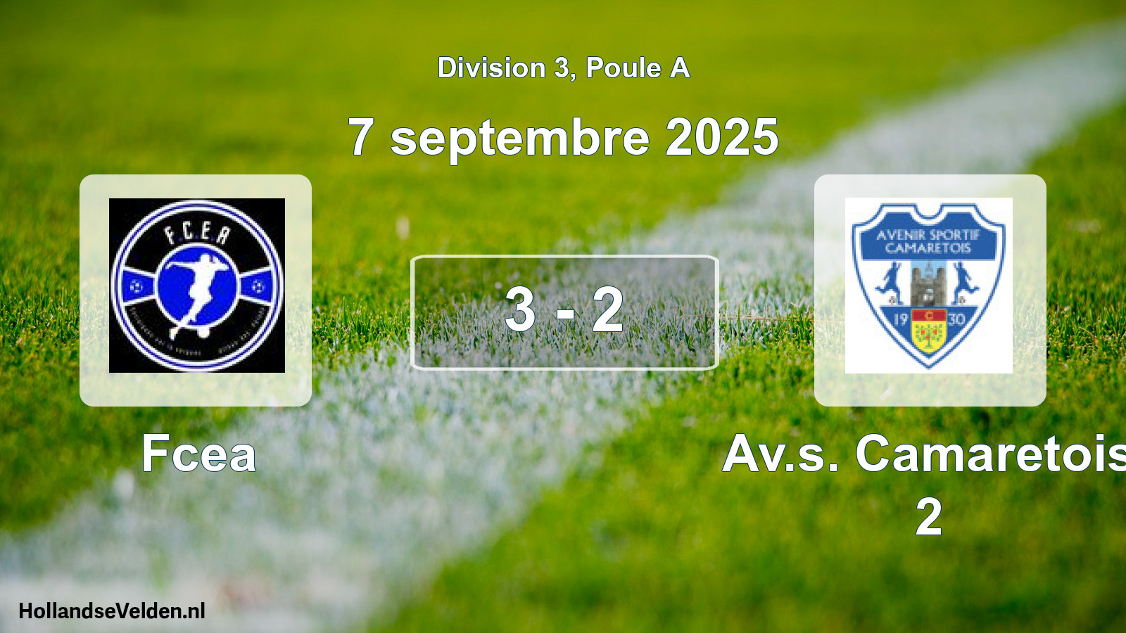 Total number of matches played: Fcea - Av.s. Camaretois 2 3 - 2 (7 September 2025)