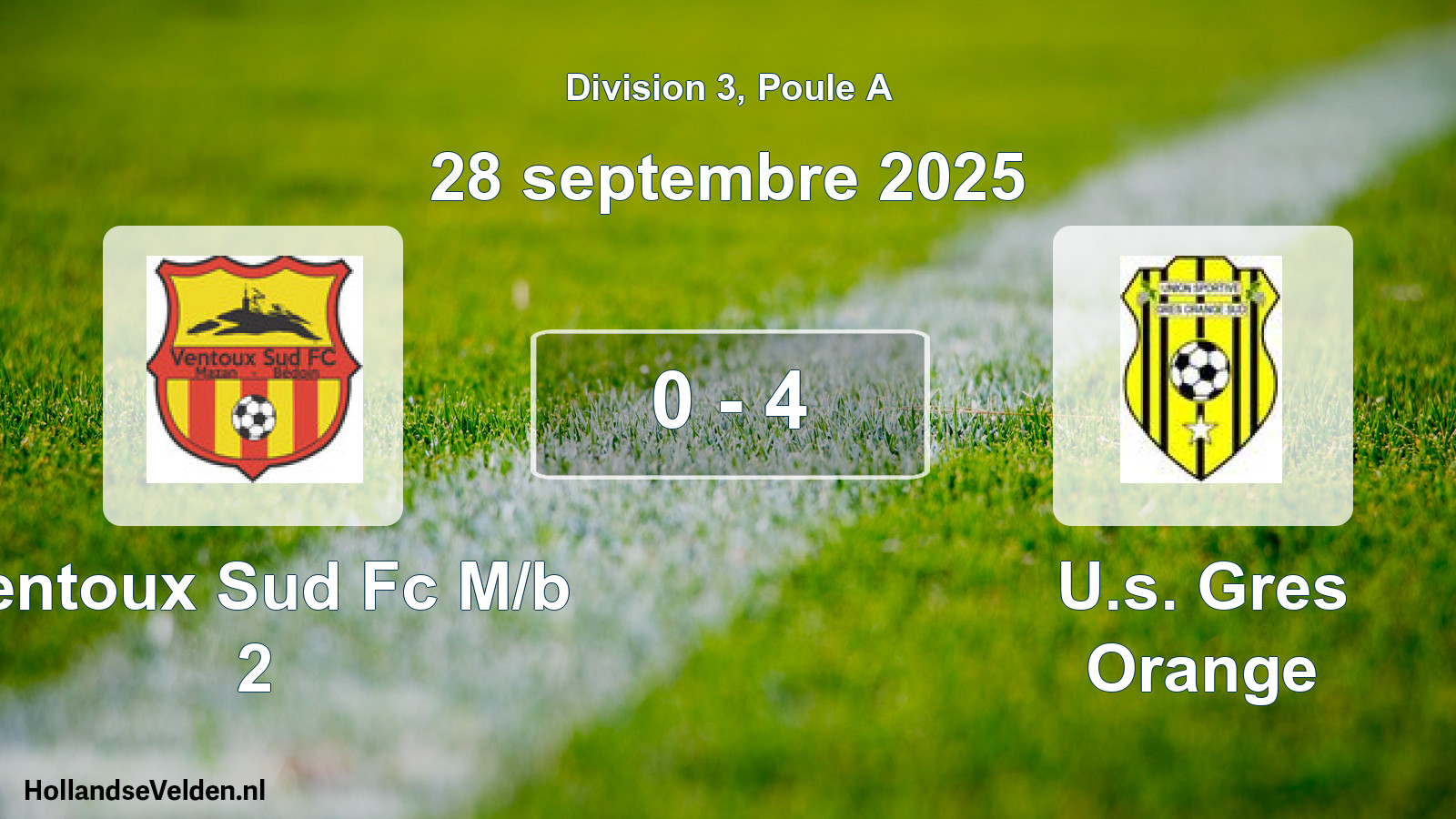 Match joué: Ventoux Sud Fc M/b 2 - U.s. Gres Orange 0 - 4 (28 septembre 2025)