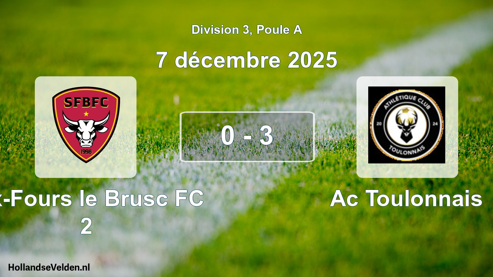 Gespeelde wedstrijd: Six-Fours le Brusc FC 2 - Ac Toulonnais 0 - 3 (7 december 2025)