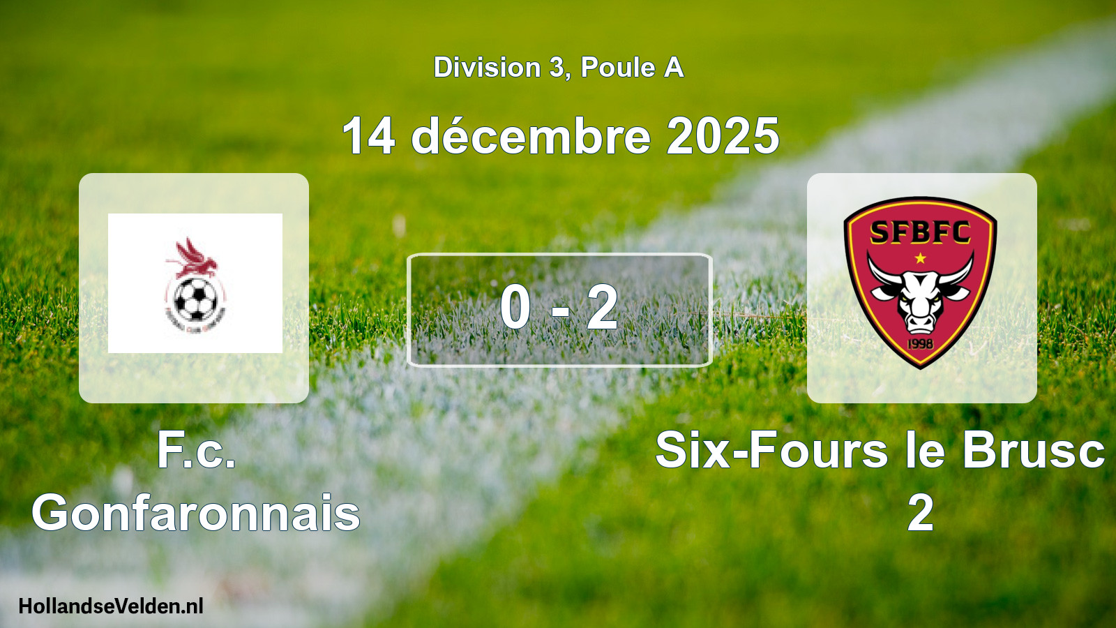 Match joué: F.c. Gonfaronnais - Six-Fours le Brusc FC 2 0 - 2 (14 décembre 2025)